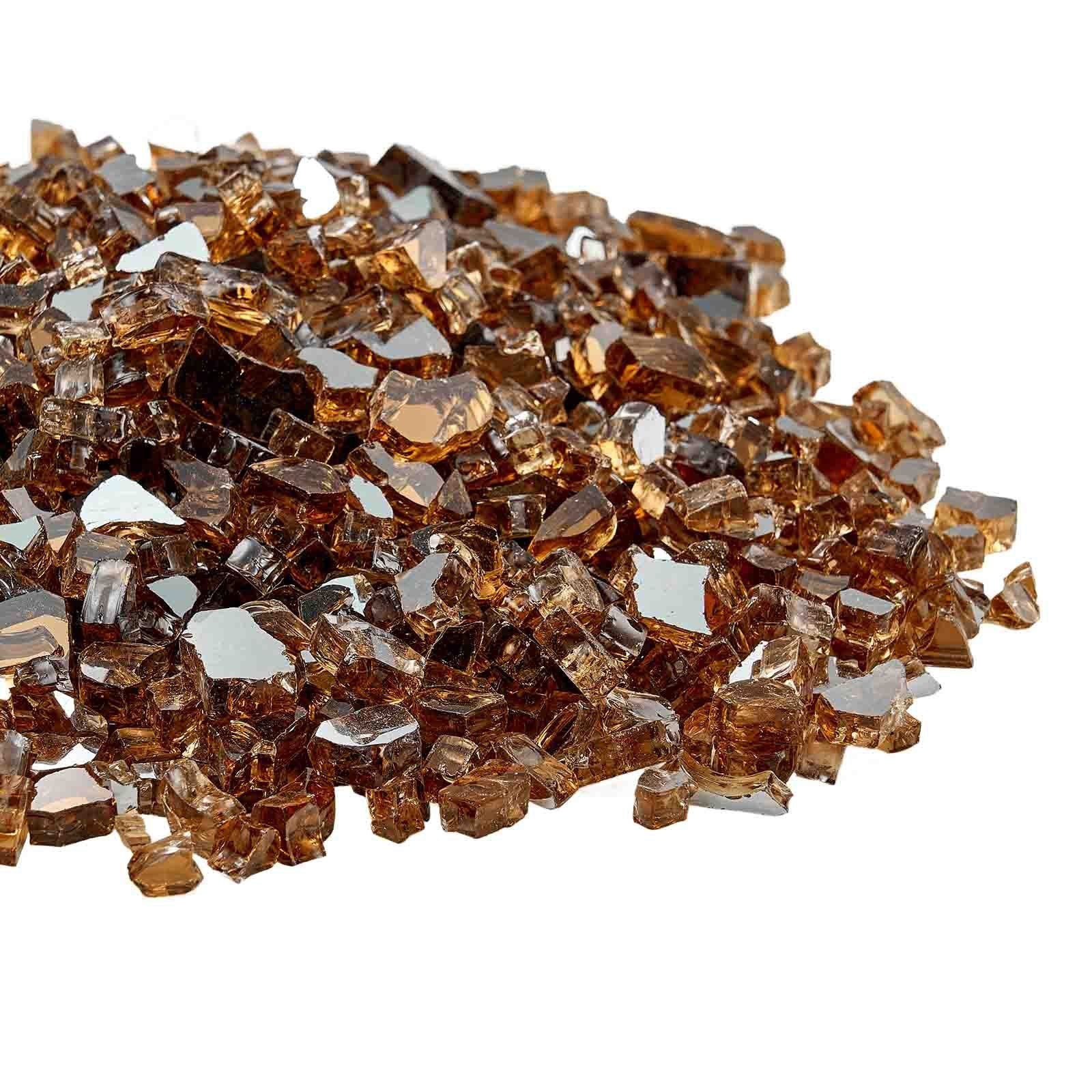 Fire Glass, 10 LBS / 4.5 KG High-Temperature Resistant Fireplace Rocks, 1/4-Inch / 6.35 mm Reflective & V952-FHBLFGSGHBL191LMJ001V0