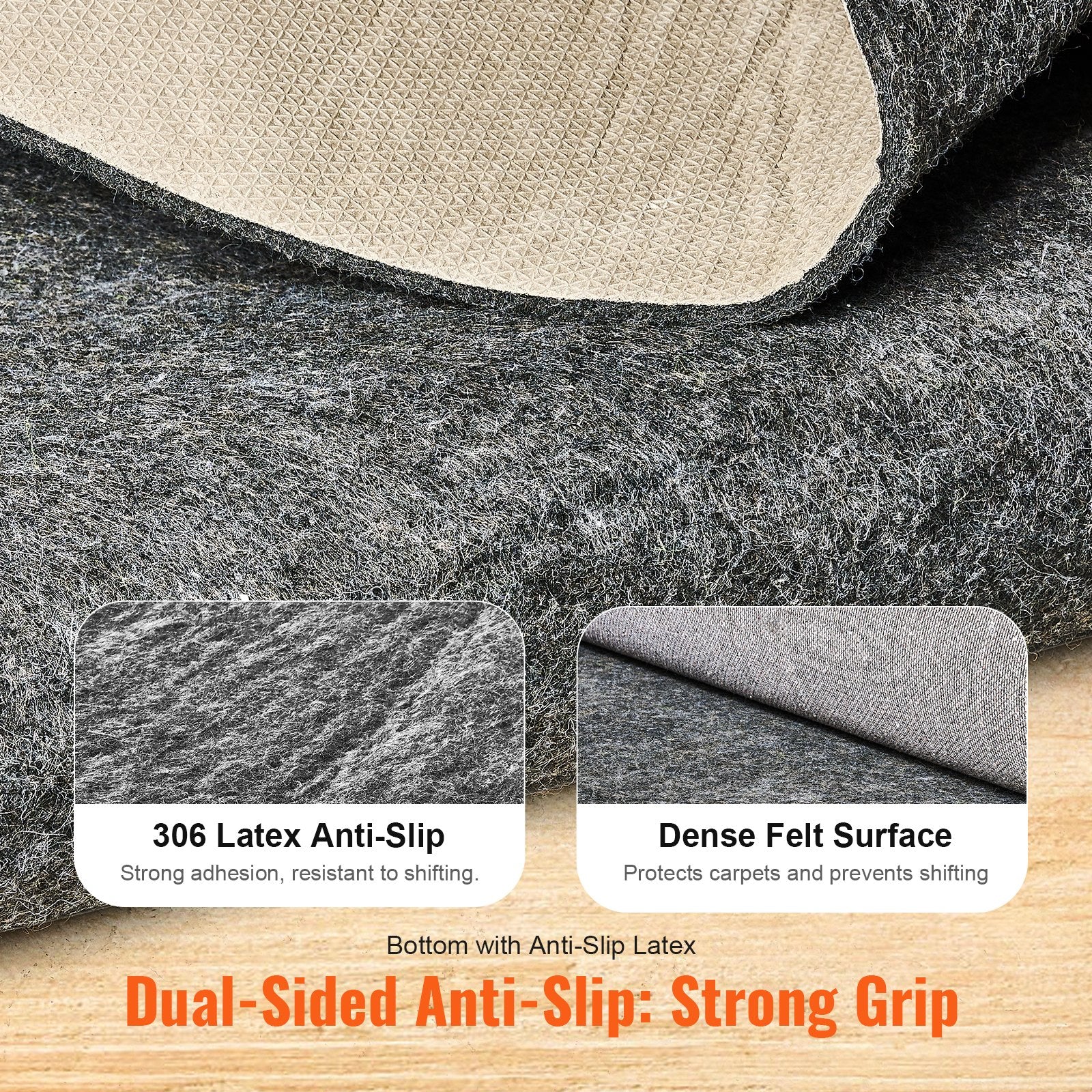 Non Slip Rug Pad Gripper 25 x 94.5 in 0.24" Carpet Mat Thick for Floor V952-FHDTDBFHWFHQ3THSOV0