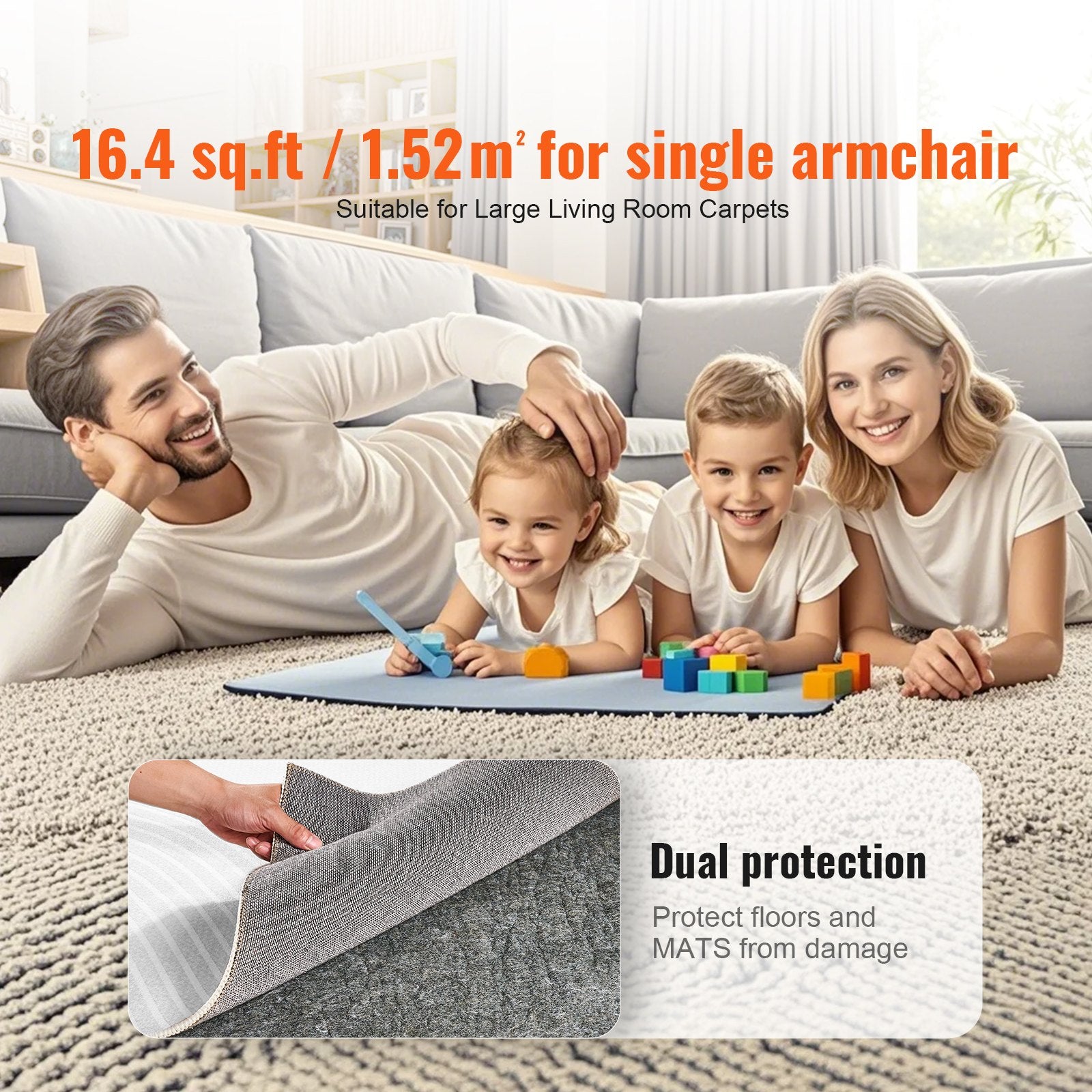 Non Slip Rug Pad Gripper 25 x 94.5 in 0.24" Carpet Mat Thick for Floor V952-FHDTDBFHWFHQ3THSOV0