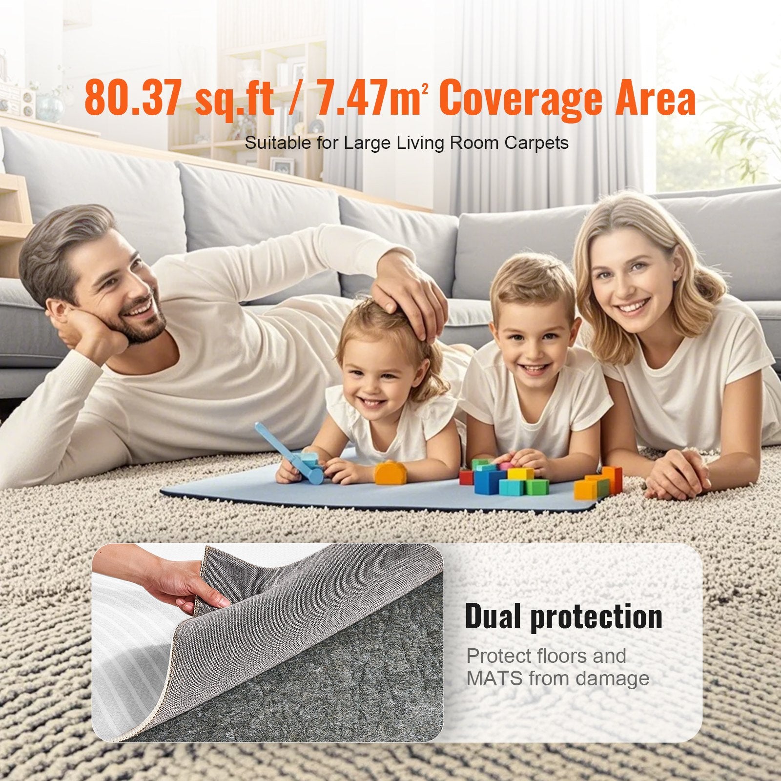 Non Slip Rug Pad Gripper 8' x 10' Carpet Mat 0.24" Thick for All Floor V952-FHDTDBFHWFHQ4J9I6V0