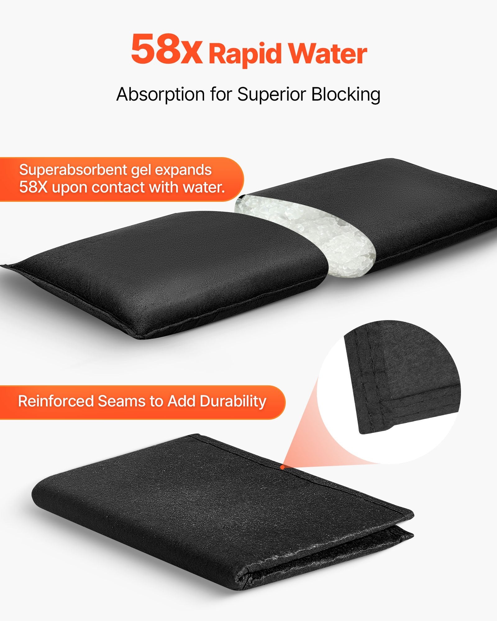 Flood Barrier, 6 Pack, 830 x 430 mm Flood Bags Activated by Water, Reusable Water Absorbent Barrier, Sandless V952-FHPZ6PCS8040ISHWO002V0