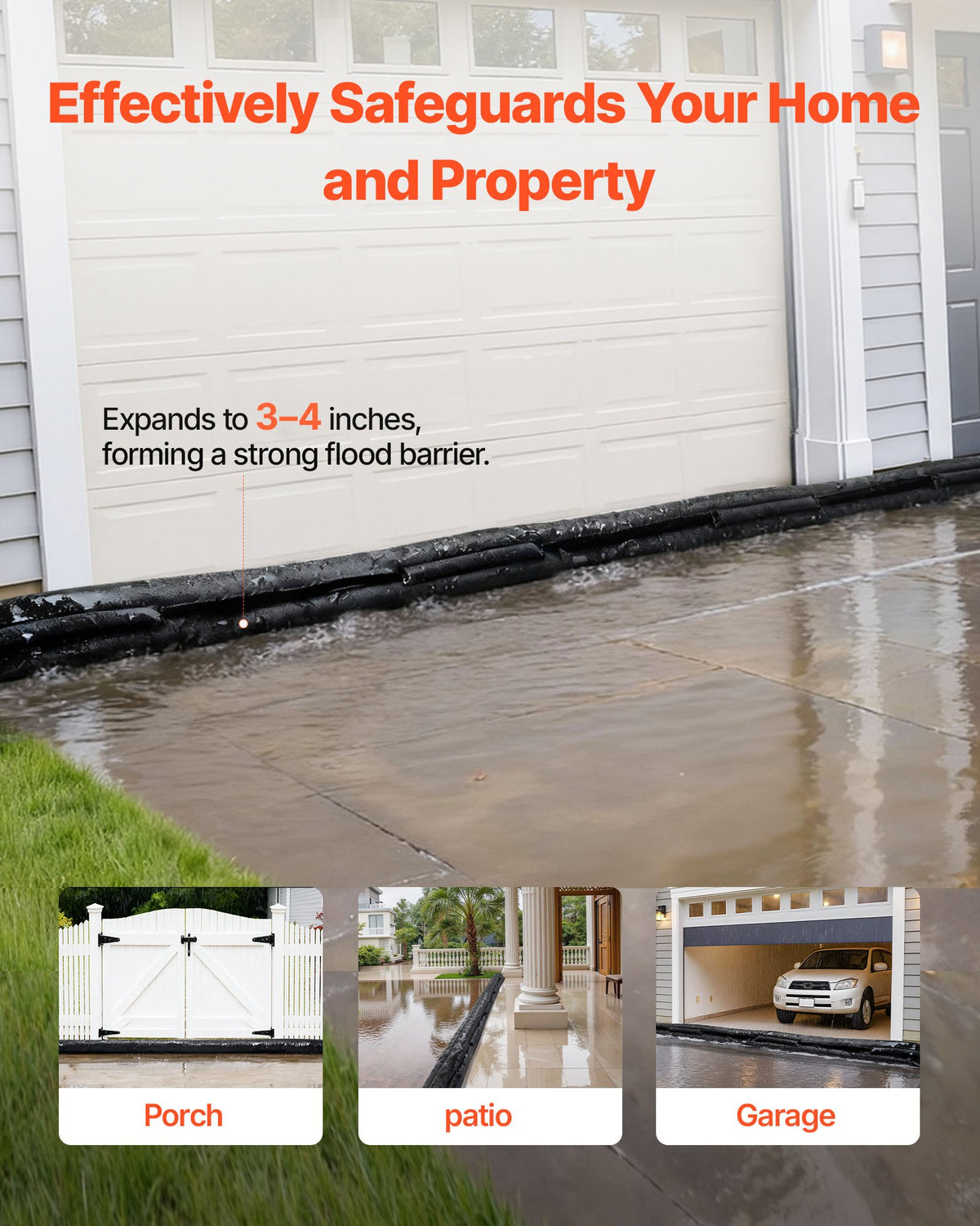 Flood Barrier, 8 Pack, 480 x 435 mm Flood Bags Activated by Water, Reusable Water Absorbent Barrier, Sandless V952-FHPZ8PCS520COIQQ1002V0