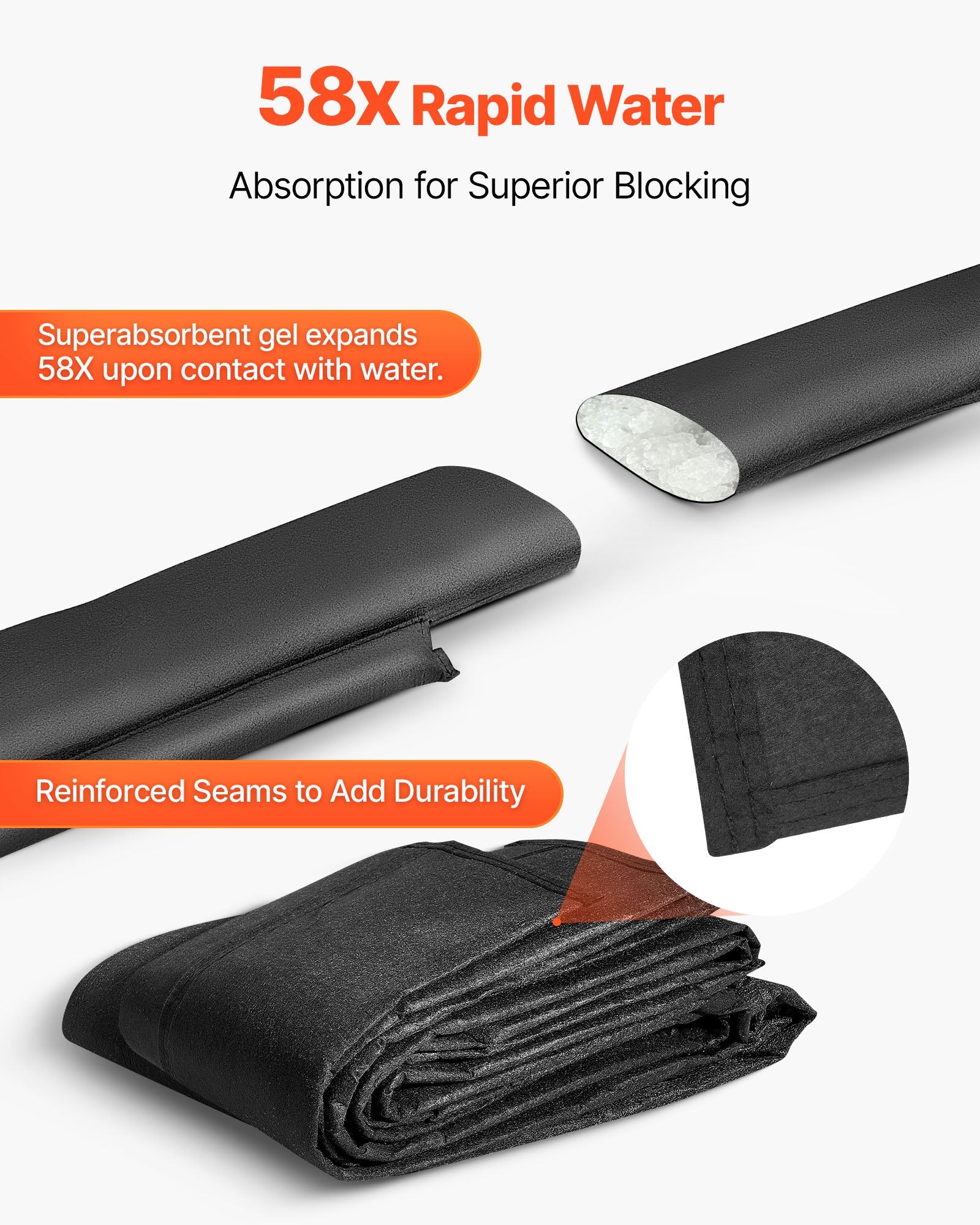 Flood Barrier, 8 Pack, 480 x 435 mm Flood Bags Activated by Water, Reusable Water Absorbent Barrier, Sandless V952-FHPZ8PCS520COIQQ1002V0