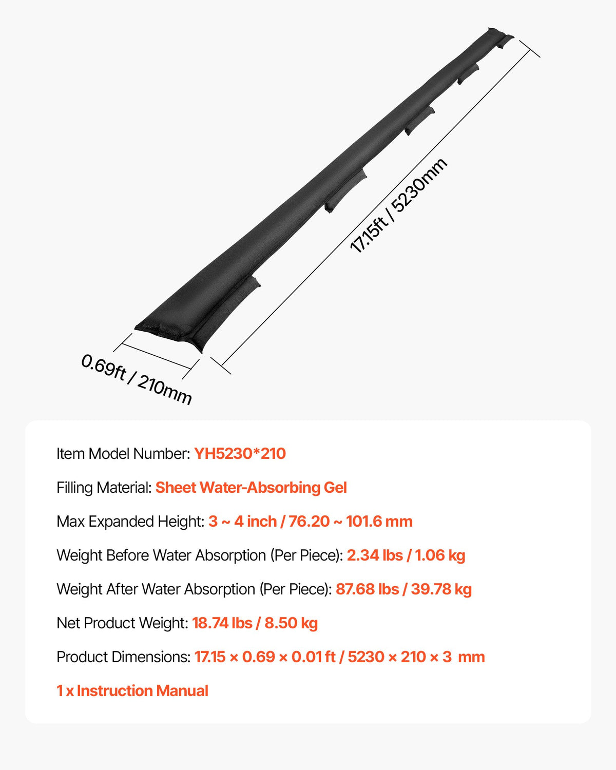 Flood Barrier, 8 Pack, 480 x 435 mm Flood Bags Activated by Water, Reusable Water Absorbent Barrier, Sandless V952-FHPZ8PCS520COIQQ1002V0