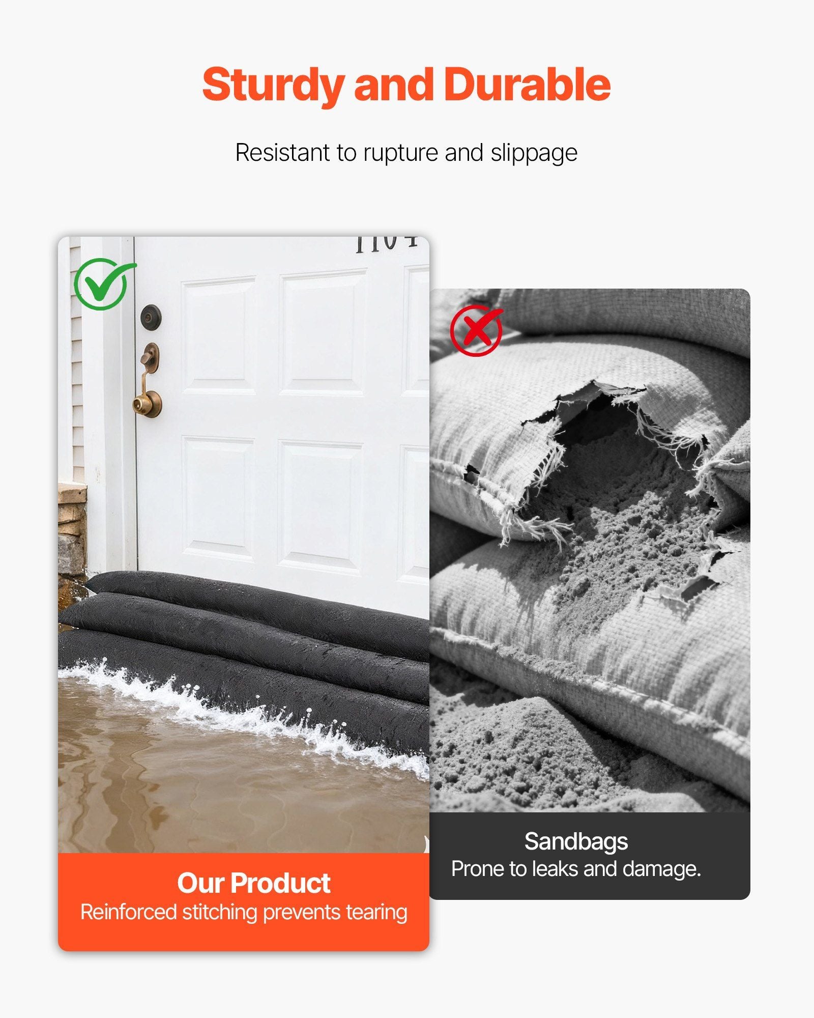 Flood Barrier, 4 Pack, 1530 x 210 mm Flood Bags Activated by Water, Reusable Water Absorbent Barrier, V952-FHPZSJHFHT15RN7S7001V0