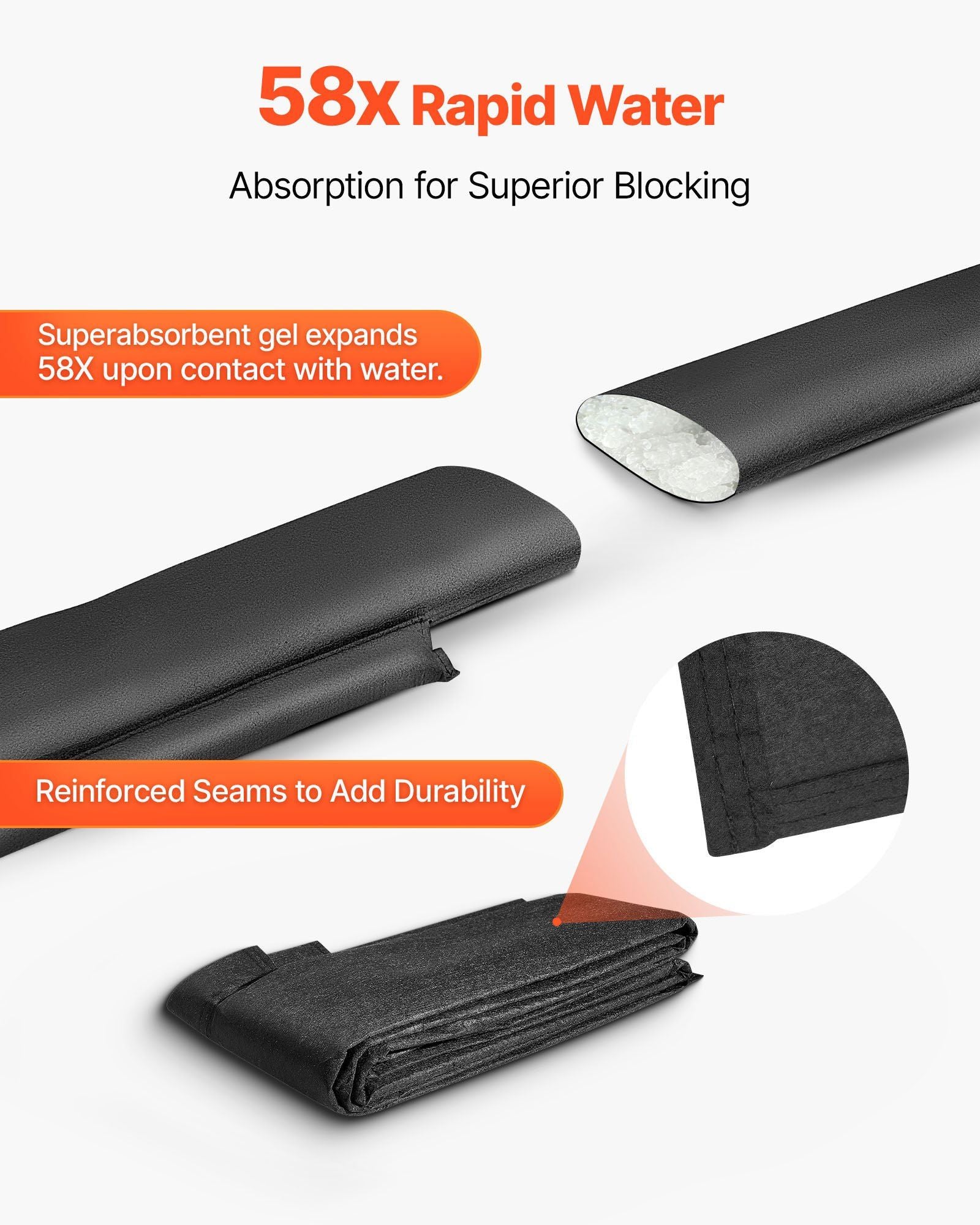Flood Barrier, 8 Pack, 3050 x 210 mm Flood Bags Activated by Water, Reusable Water Absorbent Barrier, V952-FHPZSJHFHT30UHMJ2001V0