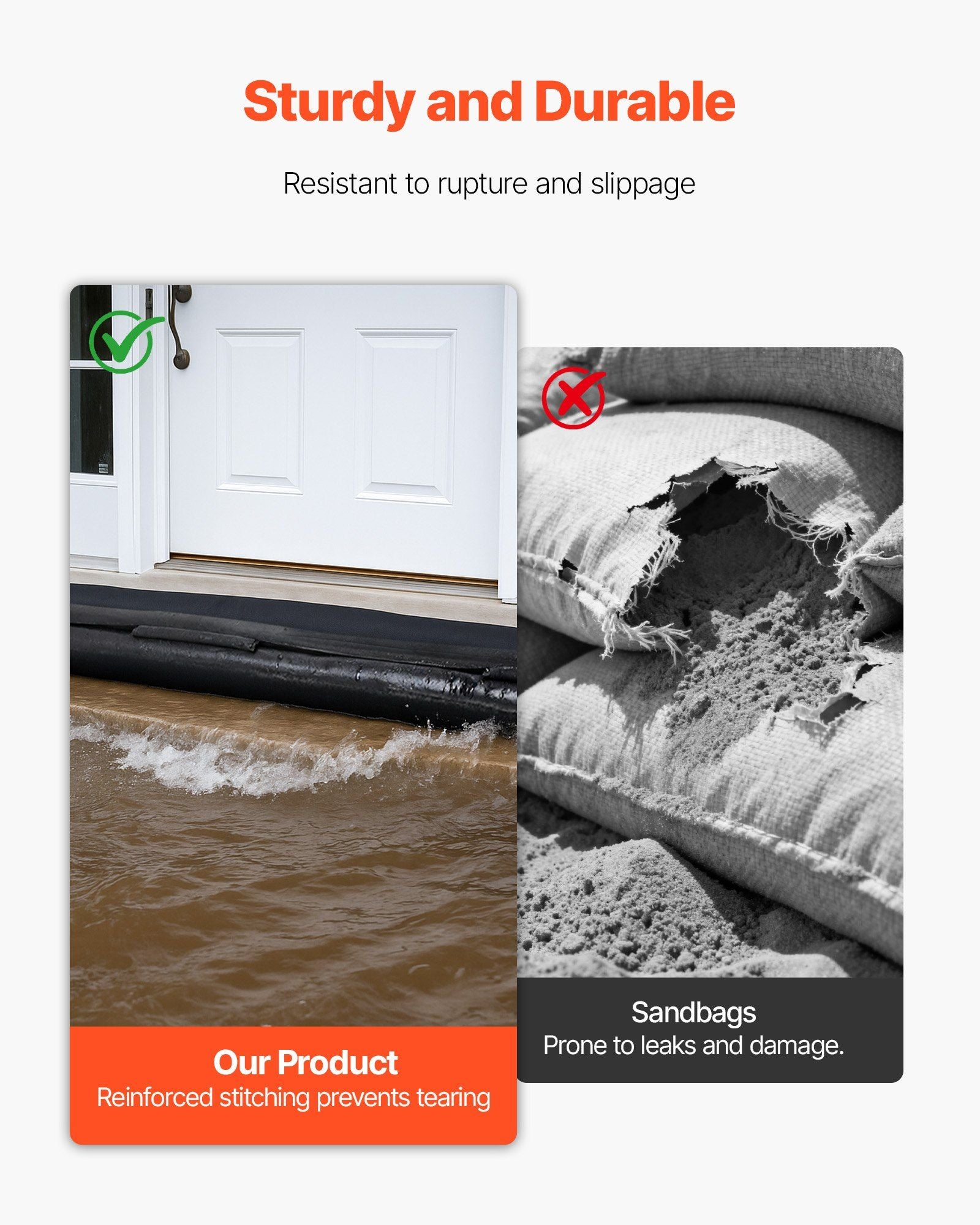 Flood Barrier, 8 Pack, 3050 x 210 mm Flood Bags Activated by Water, Reusable Water Absorbent Barrier, V952-FHPZSJHFHT30UHMJ2001V0
