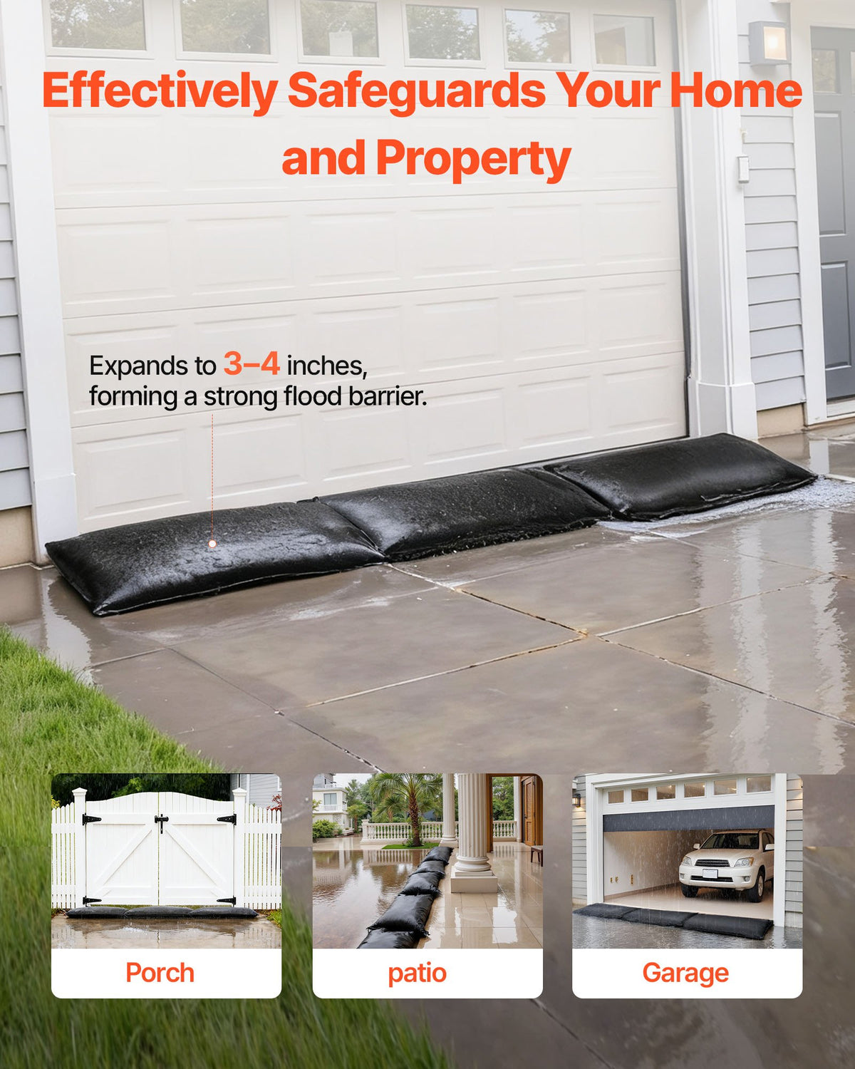 Flood Barrier, 10 Pack, 430 x 830 mm Flood Bags with Bucket, Reusable Water Absorbent Barrier Activated by V952-FHPZTSJHFHT838R7K001V0