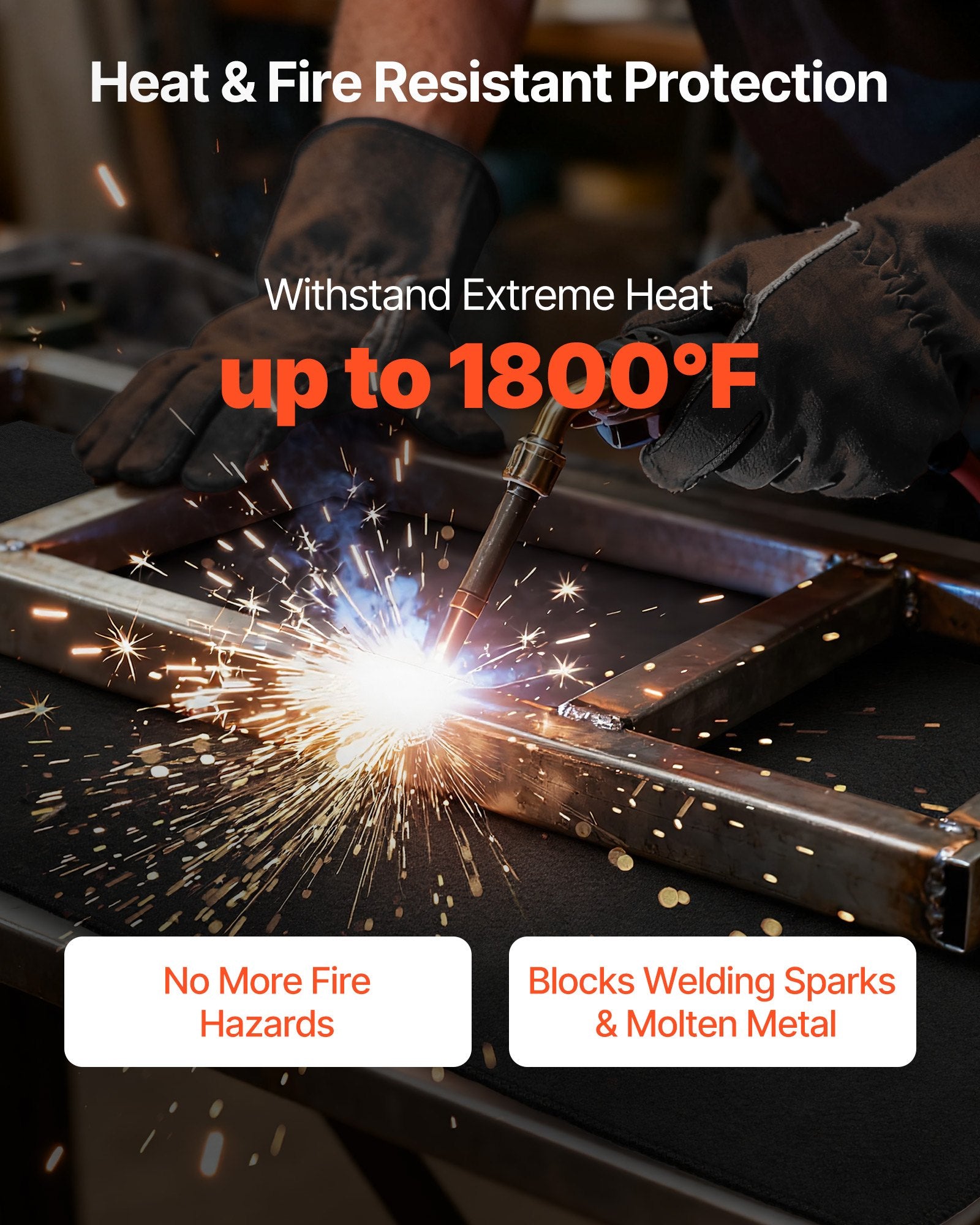 Carbon Felt Welding Blanket, 1016mm x 1016mm Flame Retardant Welding Blanket, Up to 1800 degrees F Heat V952-FHTZT4040INC2GWCV001V0