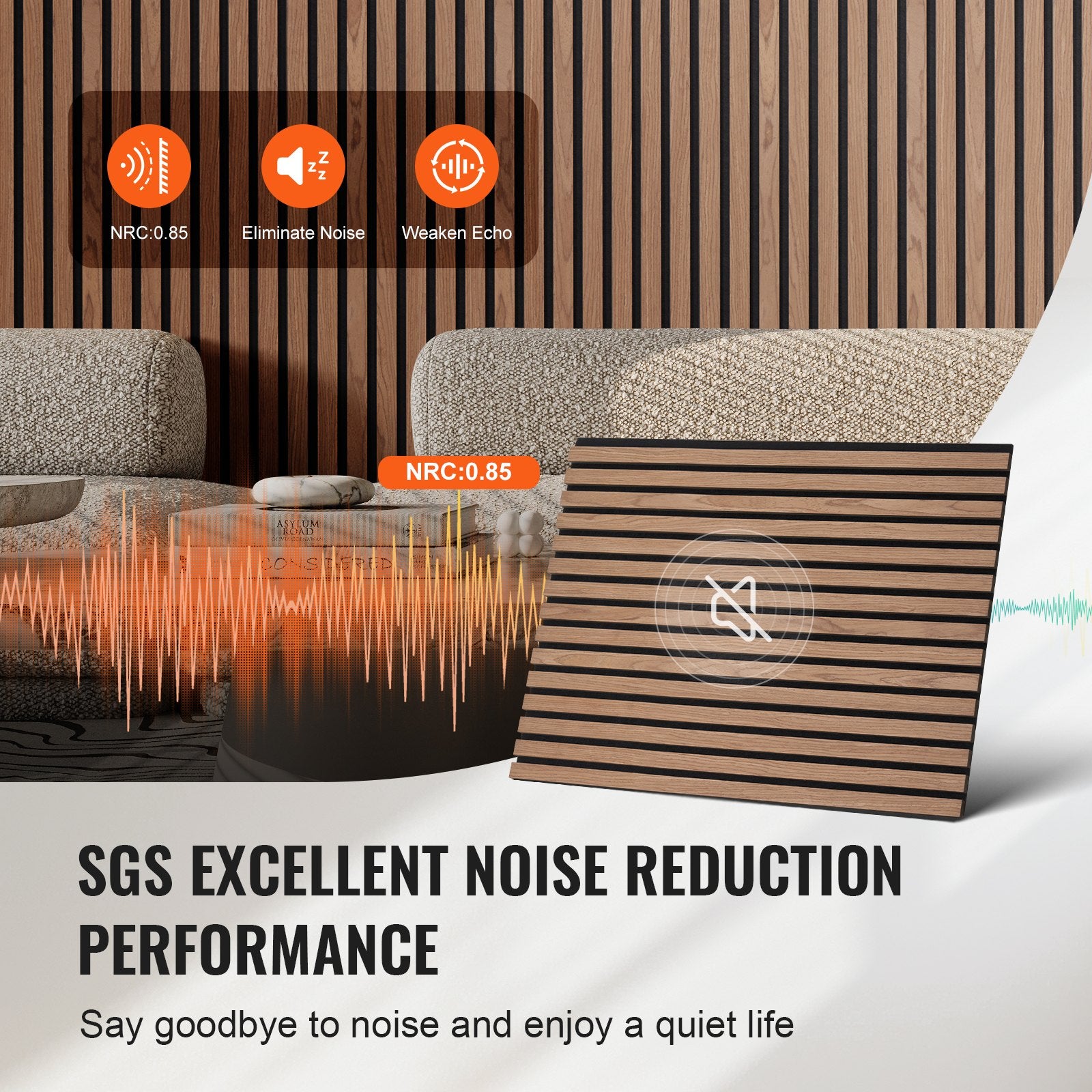 Wood Slat Acoustic Panels 23.6 x 47.2 inch for Modern Wall Decor Walnut V952-FHXWBTQBHTMLN2P64V0