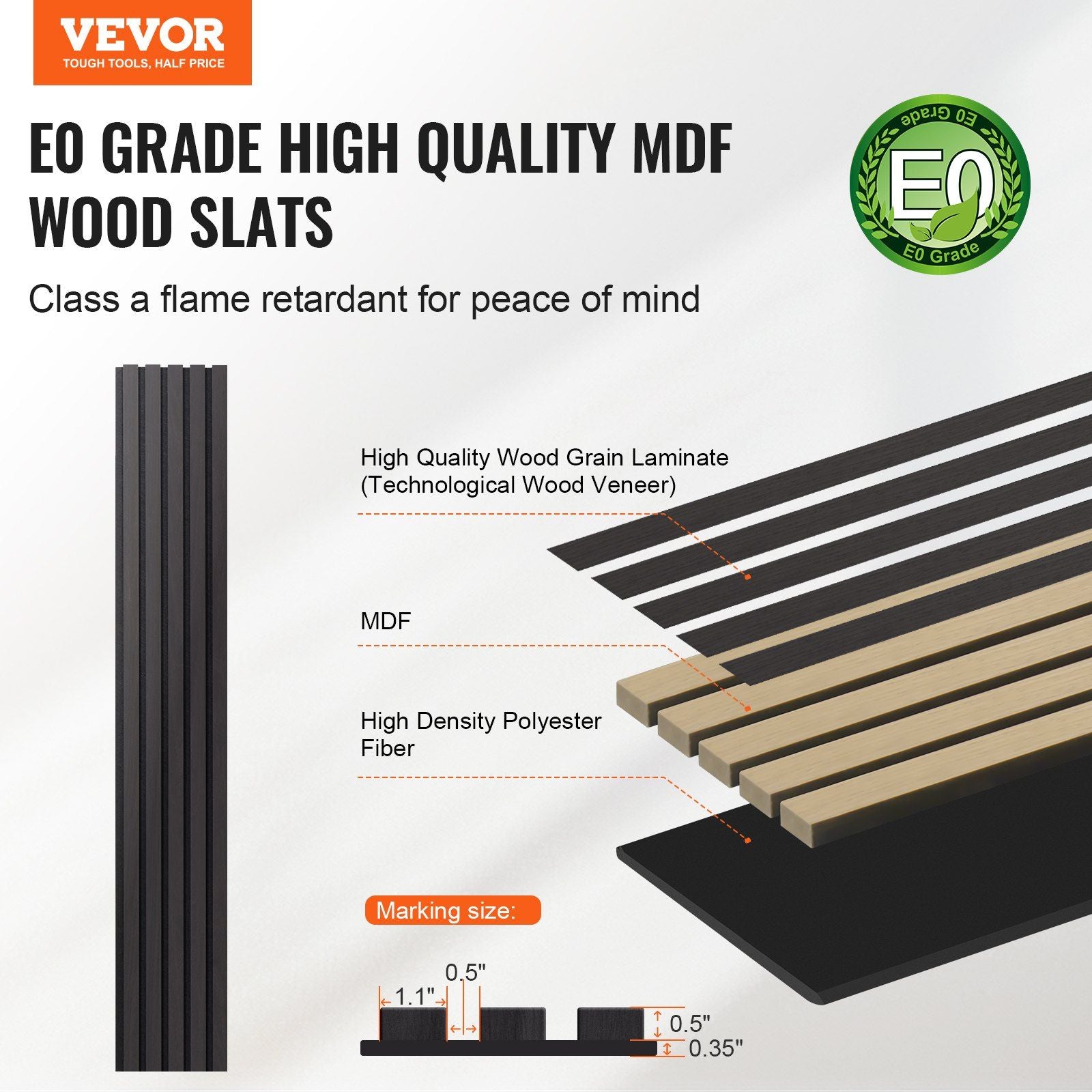 Wood Slat Acoustic Panels, 7.9 x 94.5 inch, MDF Accent Wooden Wall Panels for Modern Interior Wall Decor, V952-FHXWBTQBHXMLTGWBMV0