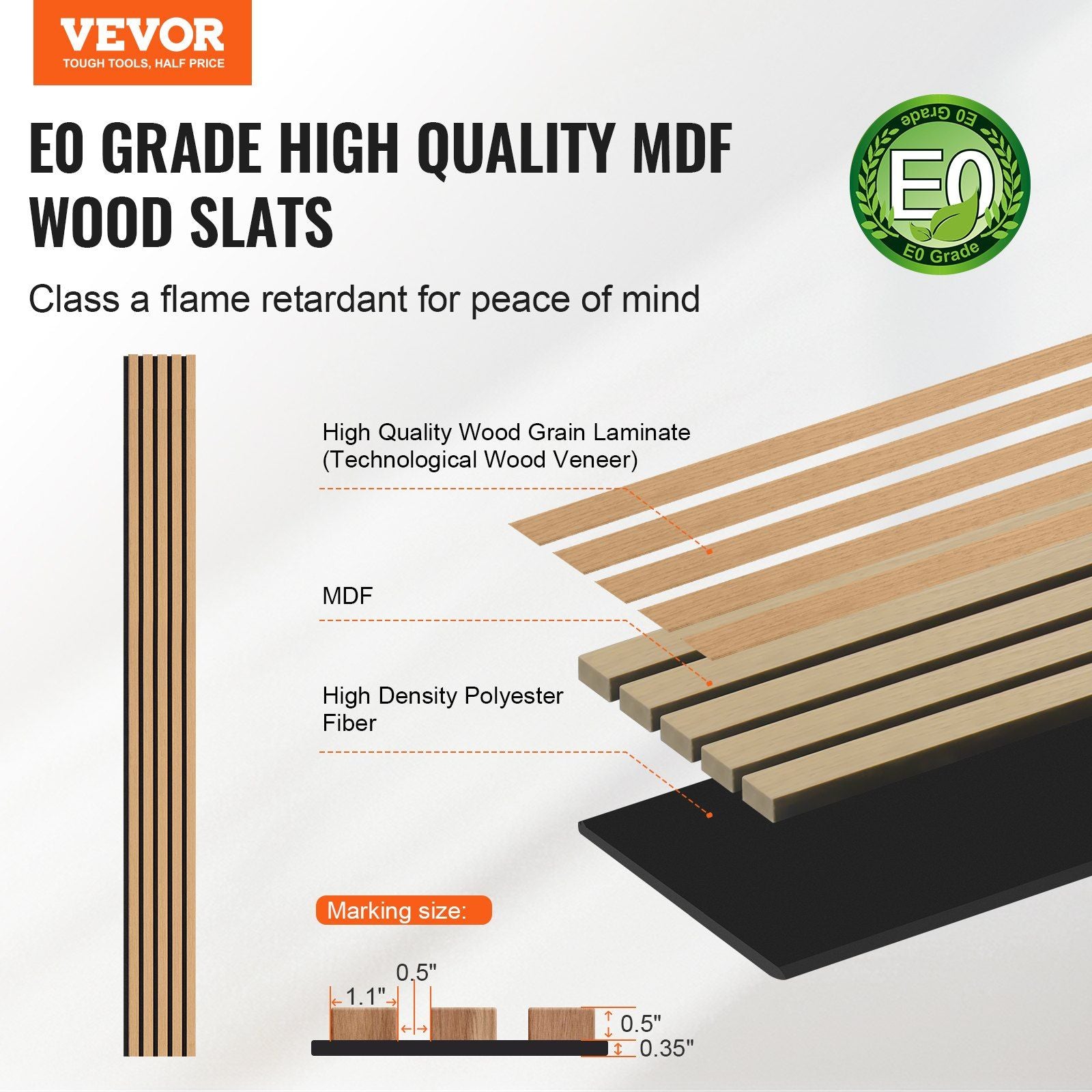 Wood Slat Acoustic Panels, 7.9 x 94.5 inch, MDF Accent Wooden Wall Panels for Modern Interior Wall Decor, V952-FHXWBTQBQXMLJP625V0
