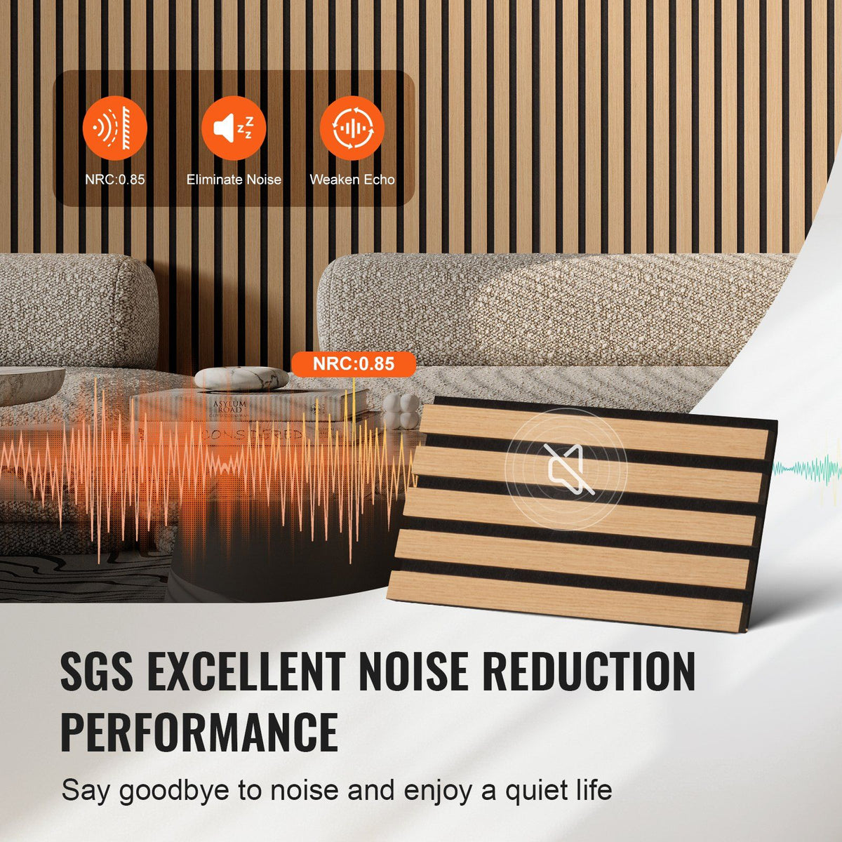 Wood Slat Acoustic Panels, 7.9 x 94.5 inch, MDF Accent Wooden Wall Panels for Modern Interior Wall Decor, V952-FHXWBTQBQXMLJP625V0