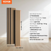 Wood Slat Acoustic Panels, 7.9 x 94.5 inch, MDF Accent Wooden Wall Panels for Modern Interior Wall Decor, V952-FHXWBTQBQXMLJP625V0