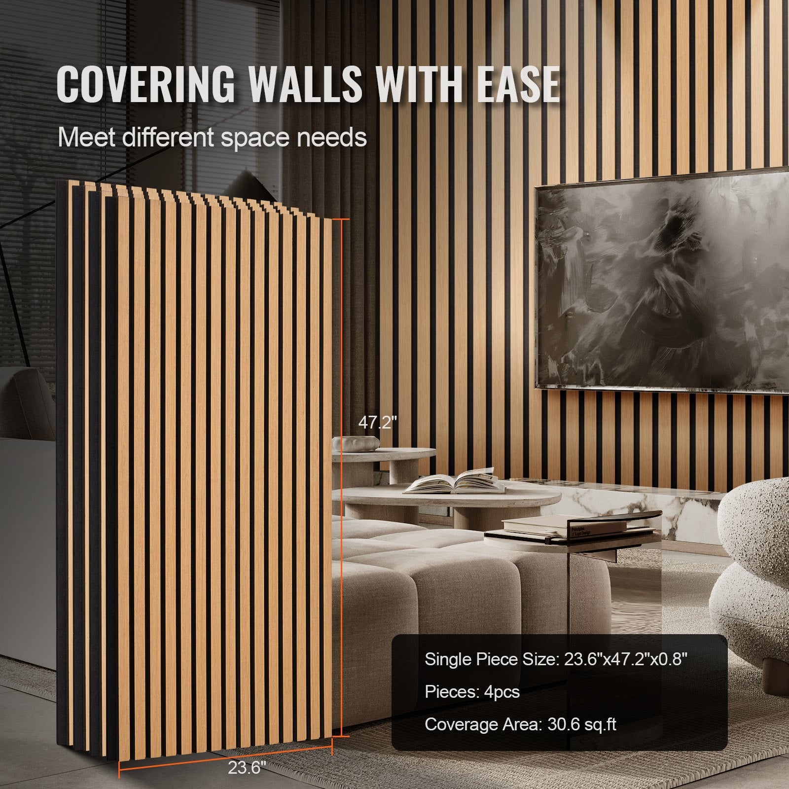 Wood Slat Acoustic Panels 23.6 x 47.2 inch for Modern Wall Decor Light Oak V952-FHXWBTQBQXMLK696CV0