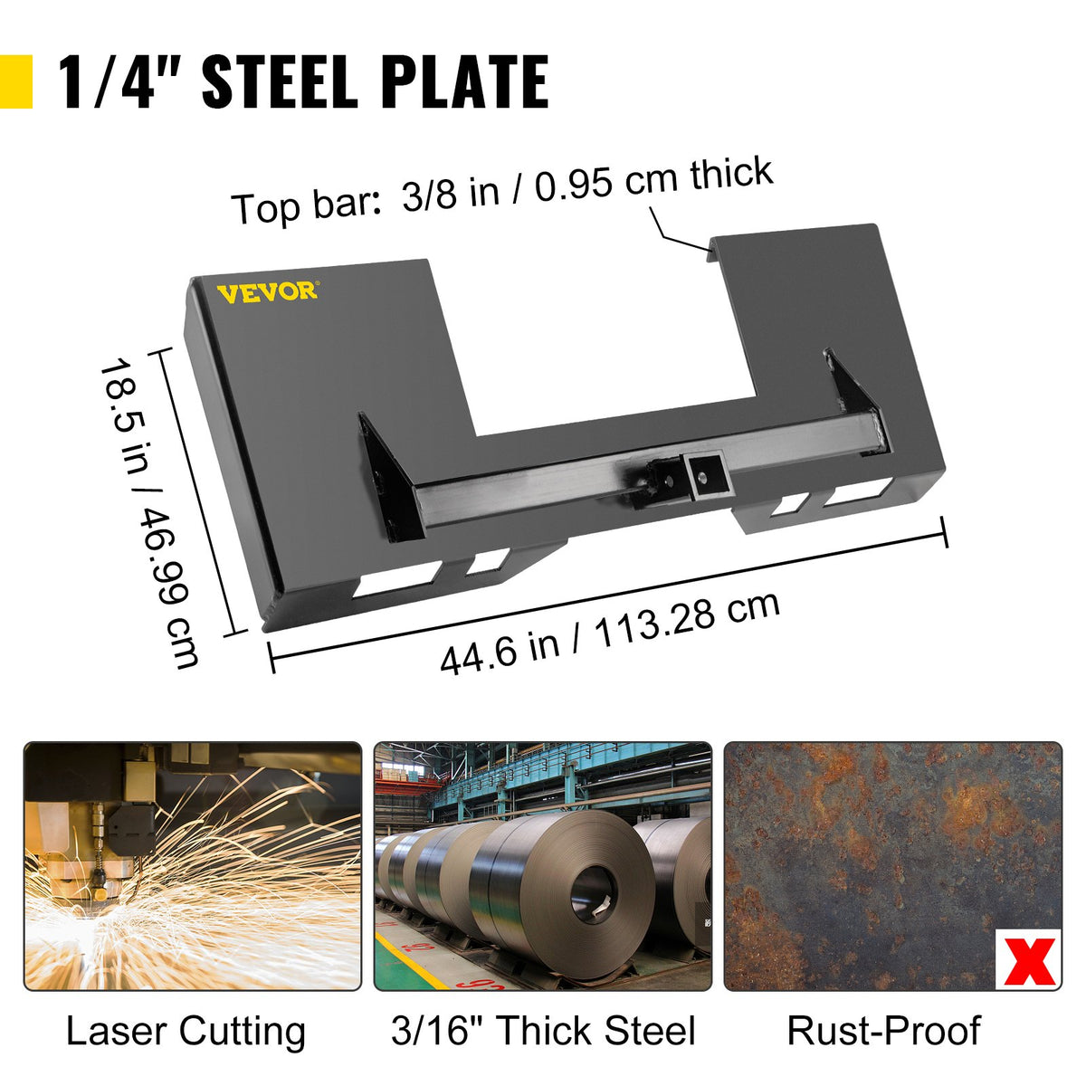 Universal Skid Steer Mount Plate 6.35mm Thick Skid Steer Plate Attachment1360.78kgWeight Capacity Quick V952-FHZXAZBHS-CIRKGK3V0