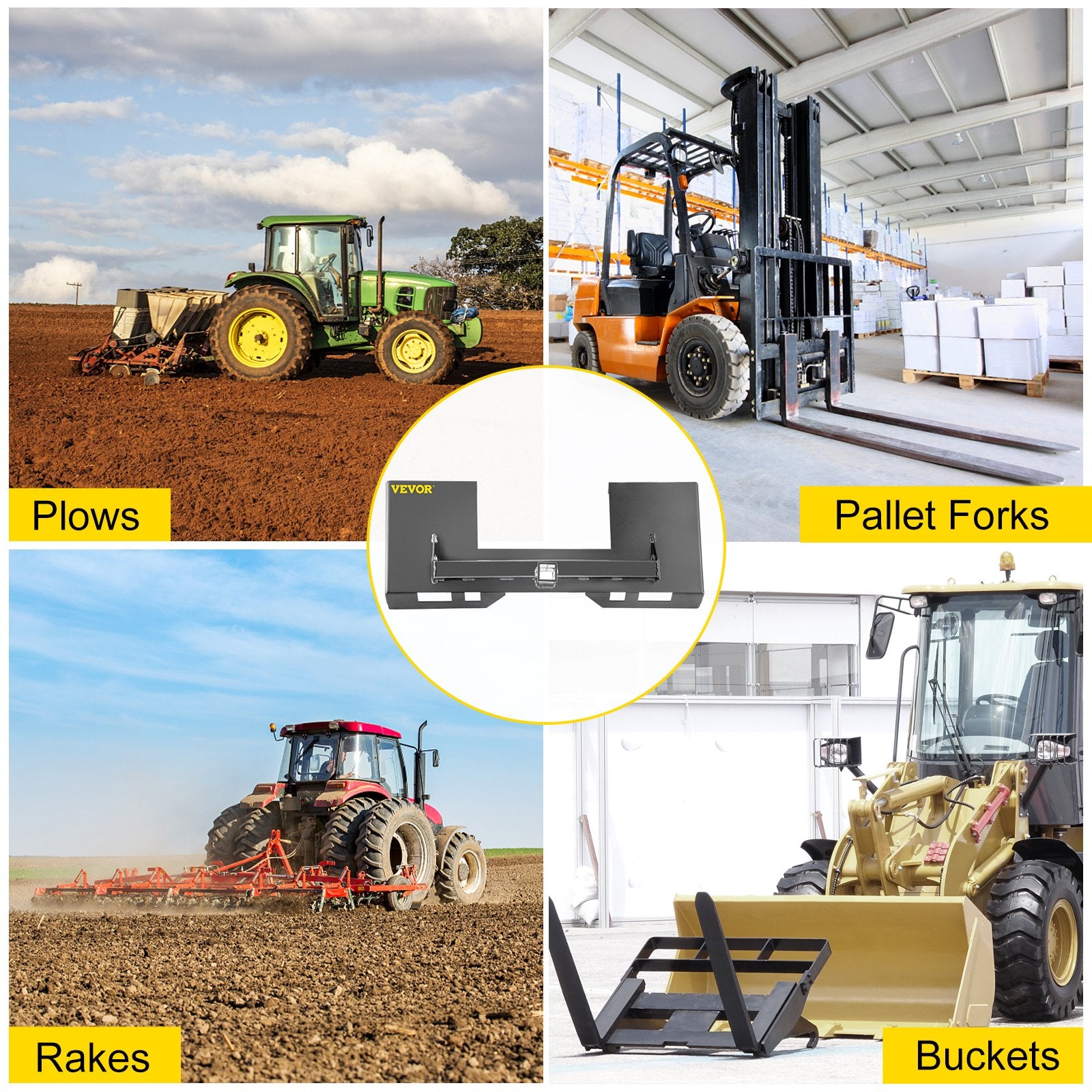 Universal Skid Steer Mount Plate 6.35mm Thick Skid Steer Plate Attachment1360.78kgWeight Capacity Quick V952-FHZXAZBHS-CIRKGK3V0
