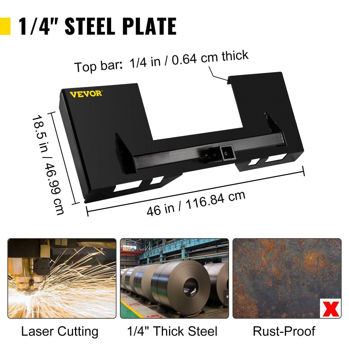 Universal Skid Steer Mount Plate 6.35mmThick Skid Steer Plate Attachment1360.78kgWeight Capacity Quick Attach V952-FHZXAZBHS-XK2OXX7V0