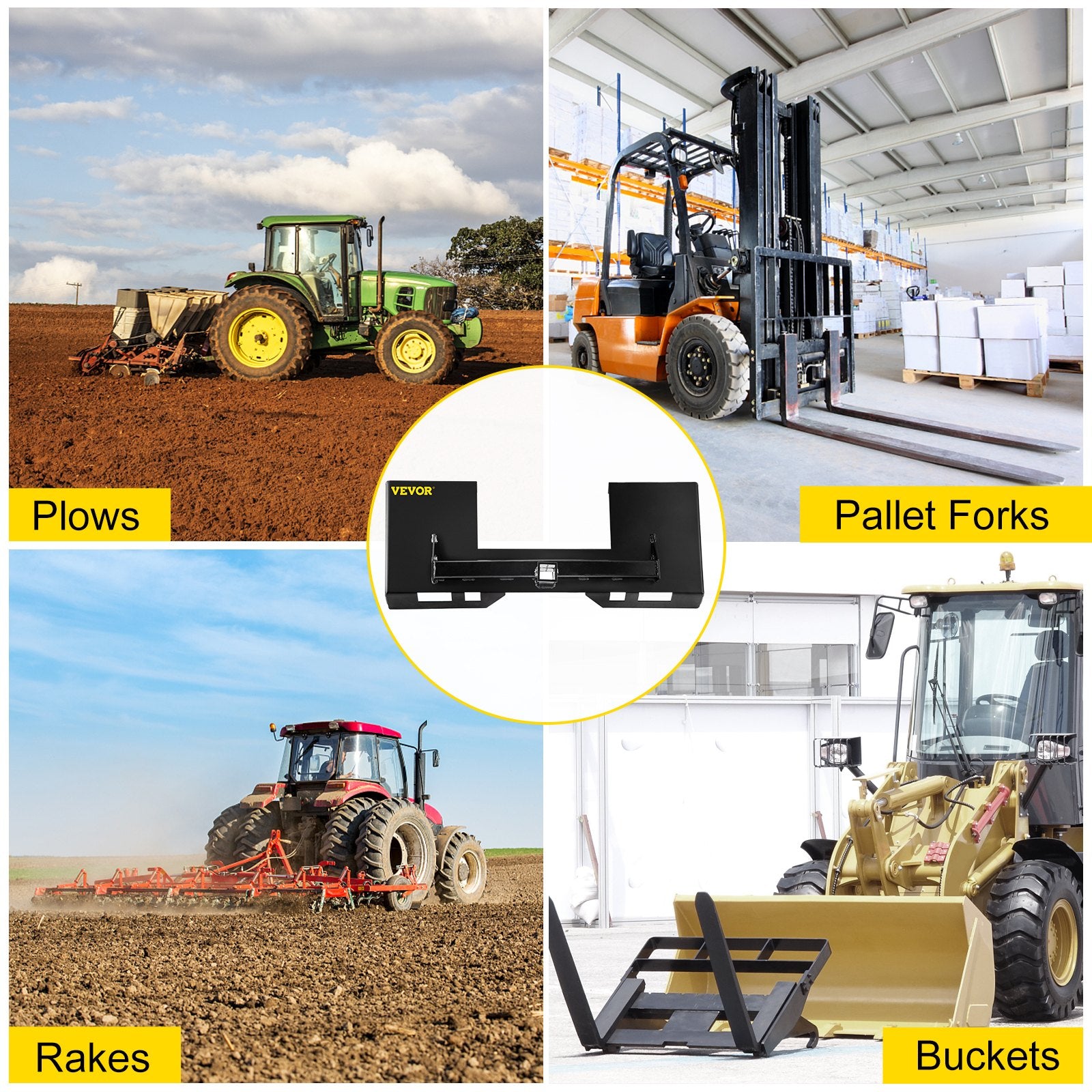 Universal Skid Steer Mount Plate 6.35mmThick Skid Steer Plate Attachment1360.78kgWeight Capacity Quick Attach V952-FHZXAZBHS-XK2OXX7V0