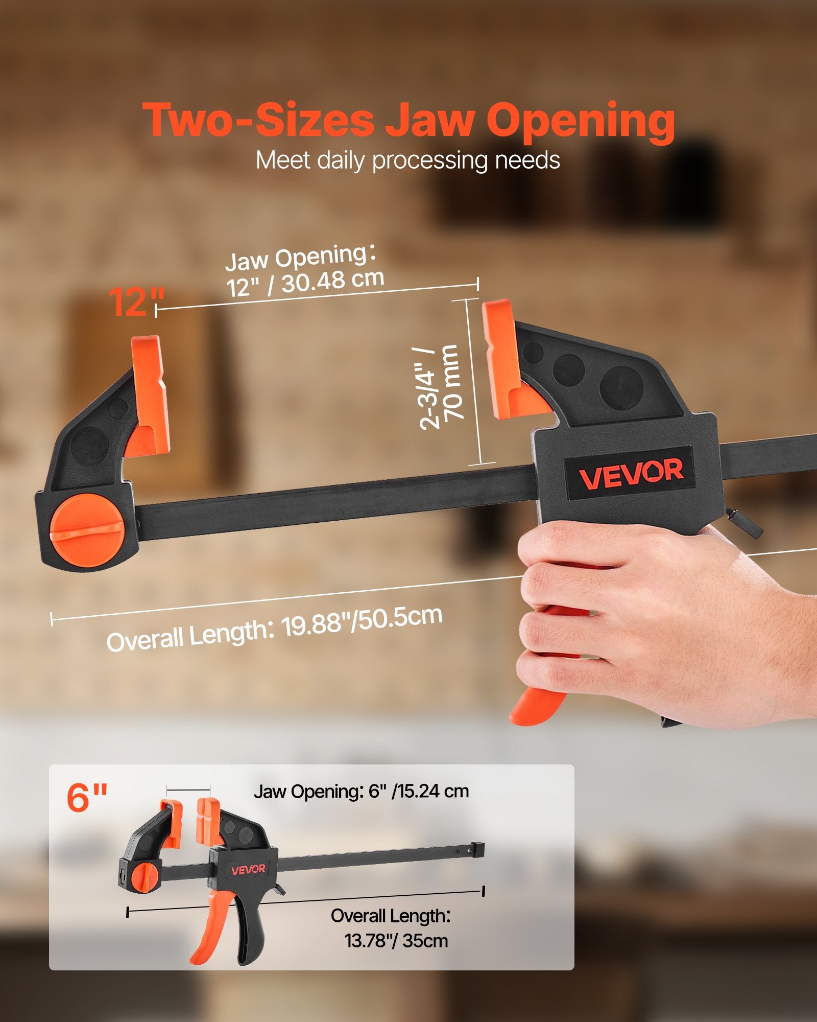 Bar Clamps for Woodworking, 2-Pack 30.48 cm and 2-Pack 15.24 cm, One-Handed Clamp/Spreader, Quick-Grip V952-FJ12INCH4KSJRPXDA002V0