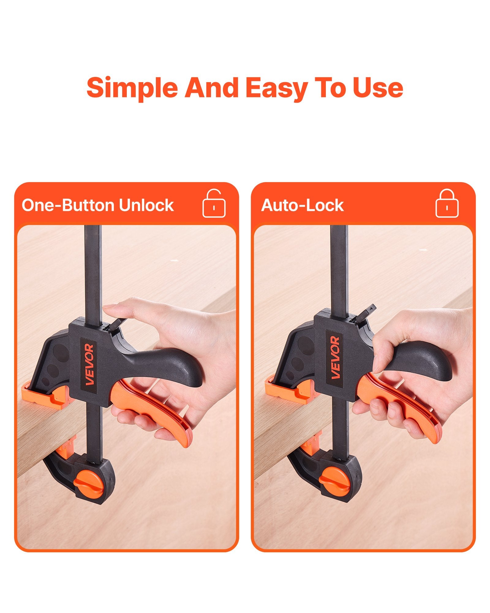 Bar Clamps for Woodworking, 2-Pack 30.48 cm and 2-Pack 15.24 cm, One-Handed Clamp/Spreader, Quick-Grip V952-FJ12INCH4KSJRPXDA002V0