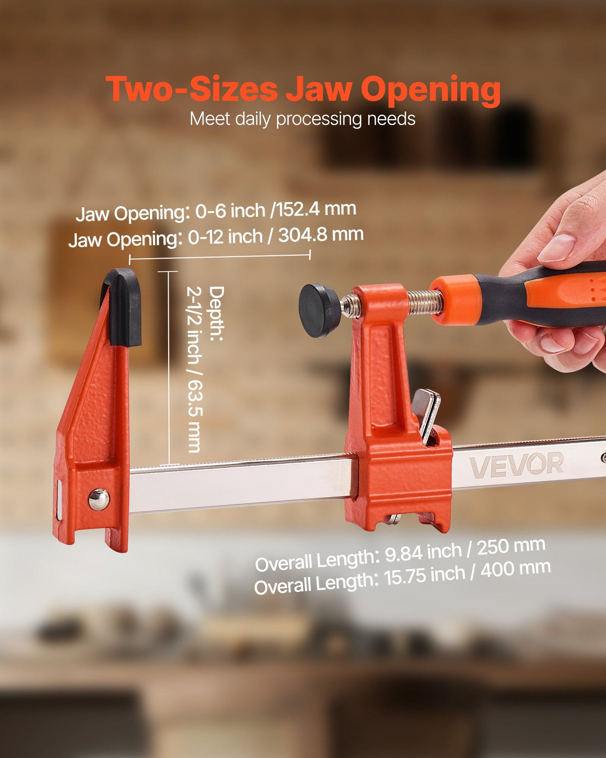 Bar Clamps for Woodworking, 2-Pack 15.24 cm and 2-Pack 30.48 cm, Lockable F-Clamp with 272 kg Load Limit, V952-FJ12INCH4ZTD5D0S0001V0