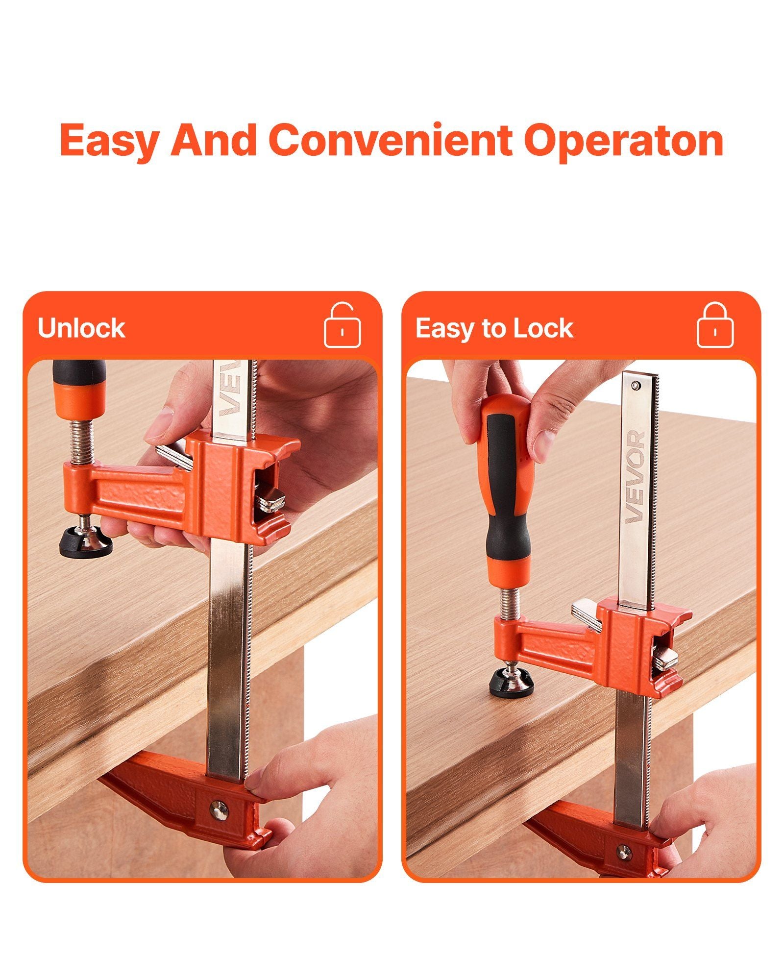 Bar Clamps for Woodworking, 2-Pack 15.24 cm and 2-Pack 30.48 cm, Lockable F-Clamp with 272 kg Load Limit, V952-FJ12INCH4ZTD5D0S0001V0