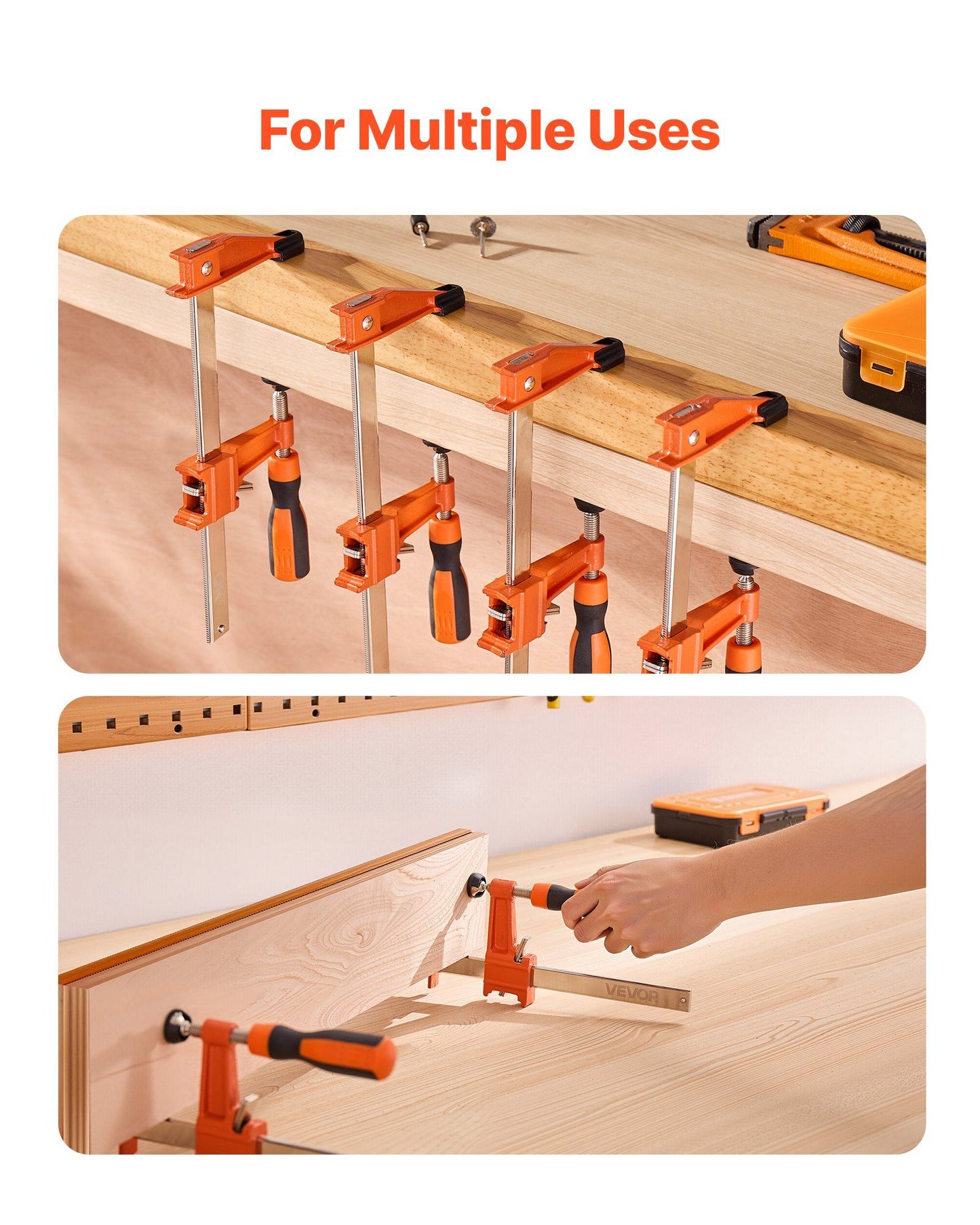Bar Clamps for Woodworking, 2-Pack 15.24 cm and 2-Pack 30.48 cm, Lockable F-Clamp with 272 kg Load Limit, V952-FJ12INCH4ZTD5D0S0001V0