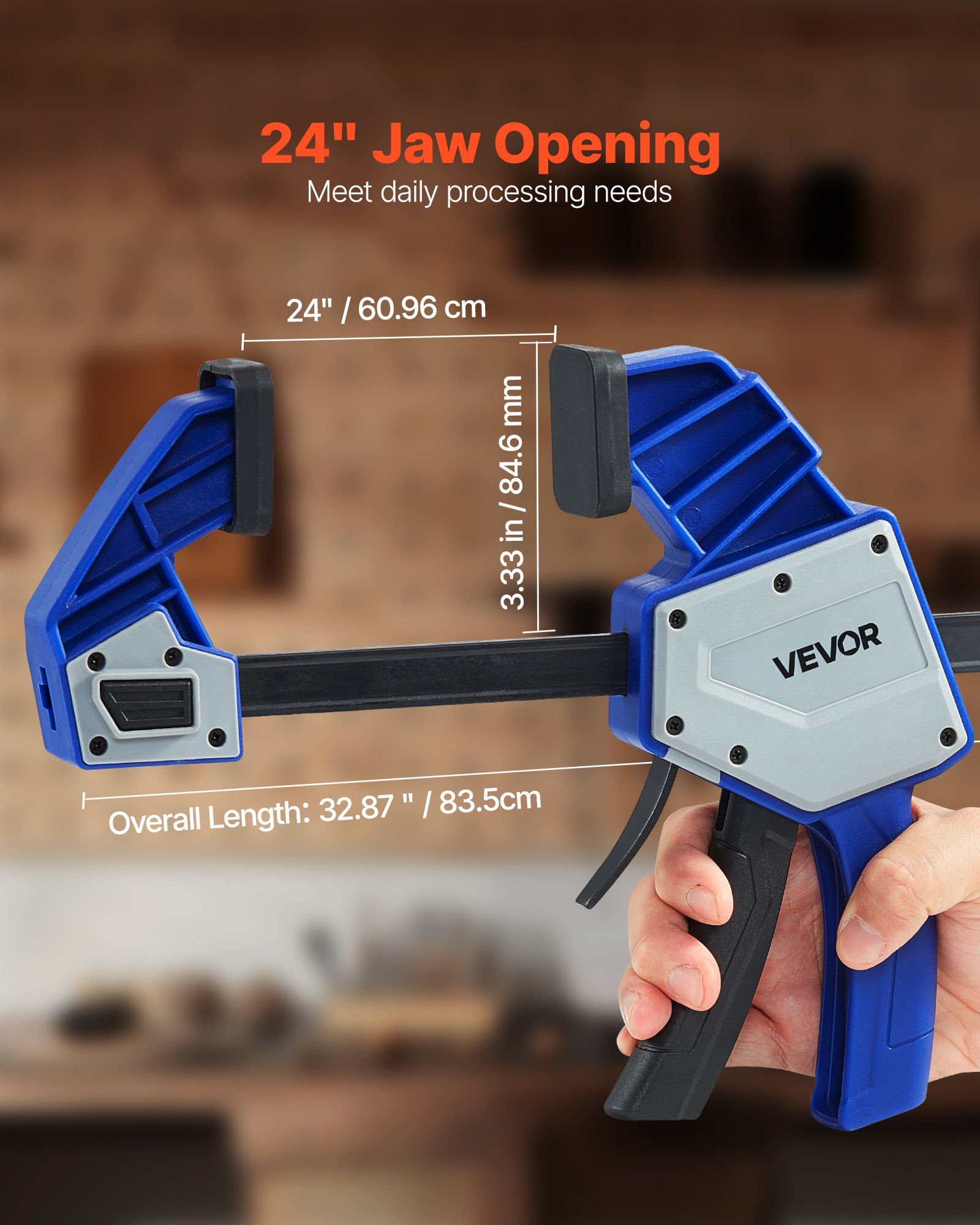 Bar Clamps for Woodworking, 2-Pack 60.96 cm One-Handed Clamp/Spreader, Quick-Grip F-Clamp with 154 kg Load V952-FJ24INCH2GKSW13LH002V0