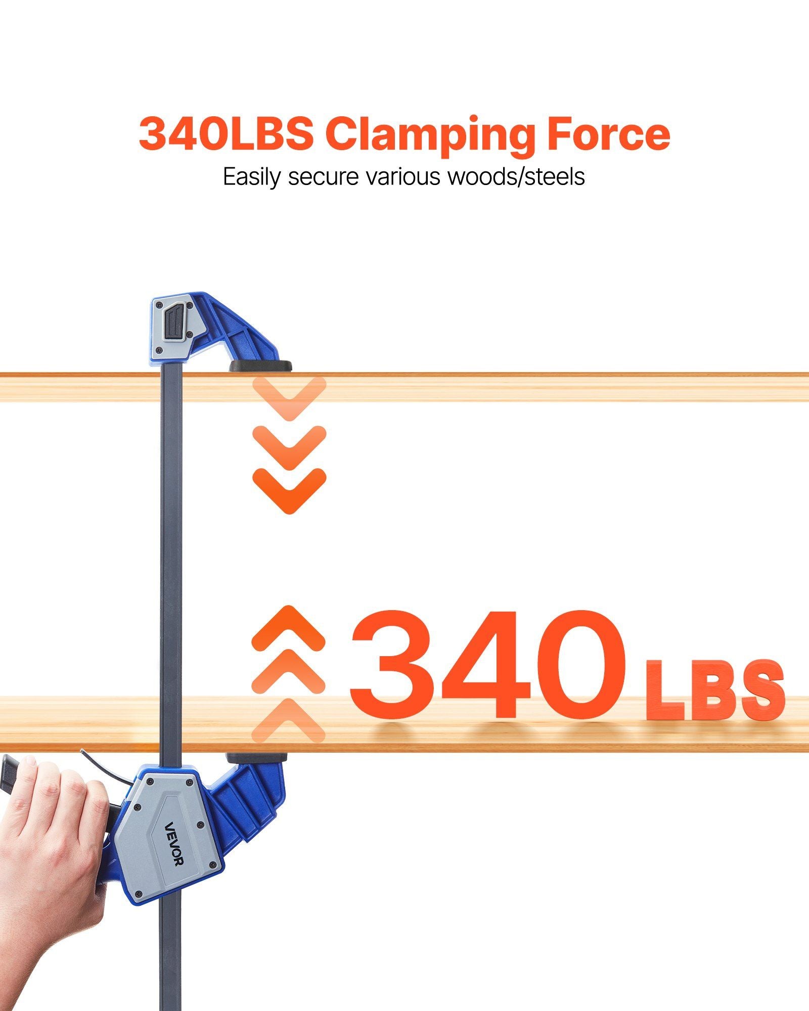 Bar Clamps for Woodworking, 2-Pack 60.96 cm One-Handed Clamp/Spreader, Quick-Grip F-Clamp with 154 kg Load V952-FJ24INCH2GKSW13LH002V0