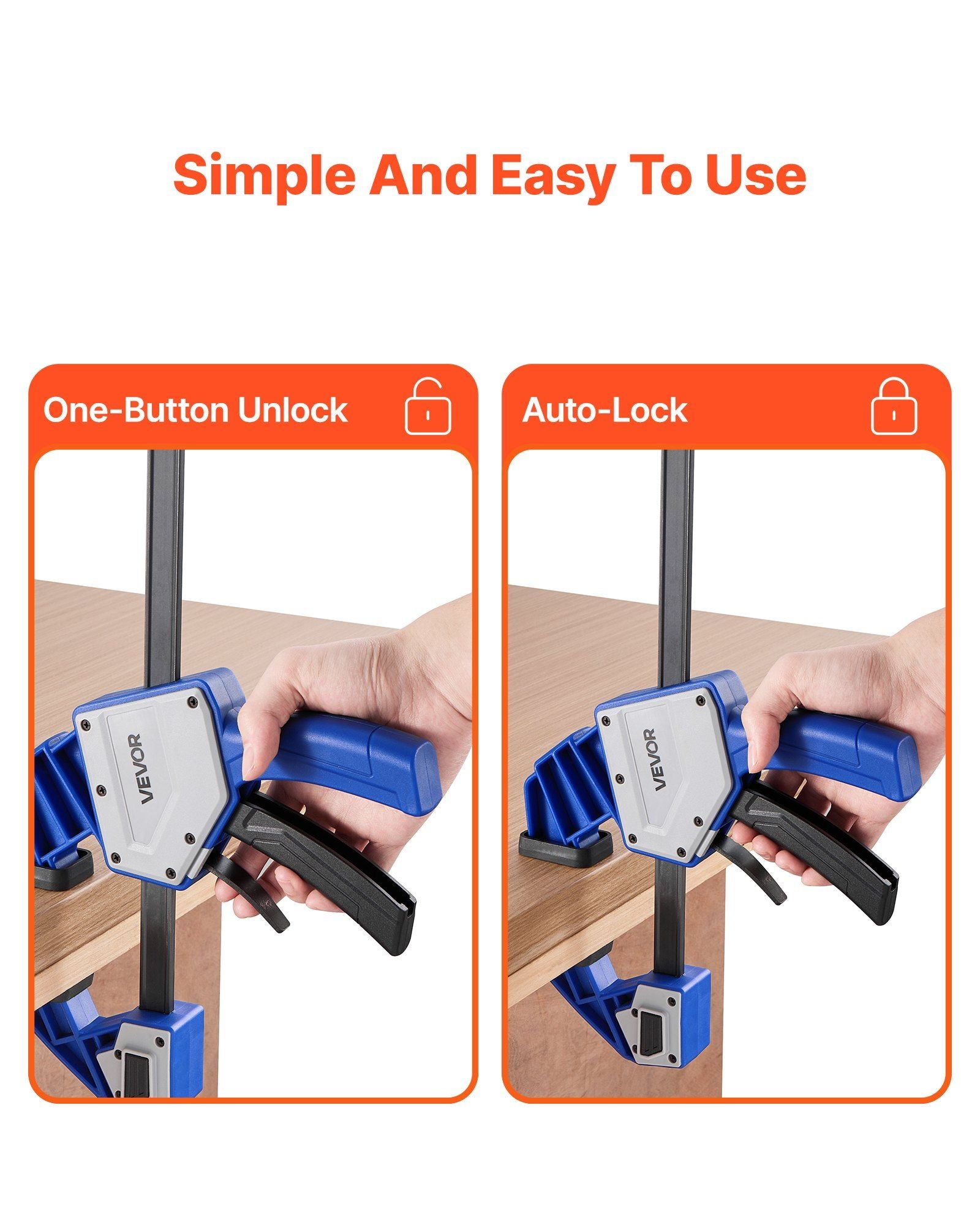 Bar Clamps for Woodworking, 2-Pack 60.96 cm One-Handed Clamp/Spreader, Quick-Grip F-Clamp with 154 kg Load V952-FJ24INCH2GKSW13LH002V0
