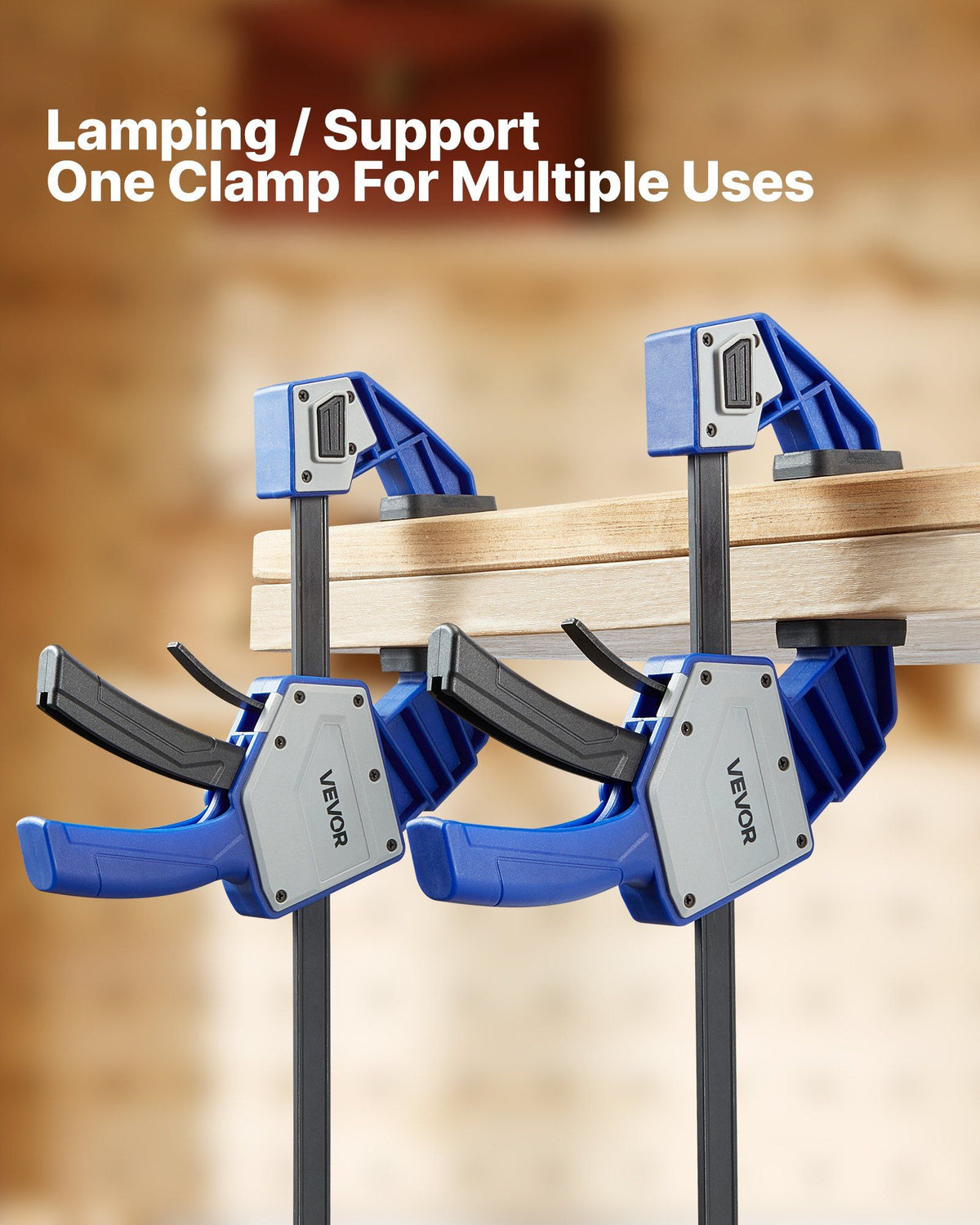 Bar Clamps for Woodworking, 2-Pack 60.96 cm One-Handed Clamp/Spreader, Quick-Grip F-Clamp with 154 kg Load V952-FJ24INCH2GKSW13LH002V0