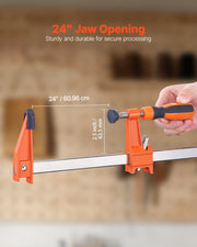 Bar Clamps for Woodworking, 2-Pack 610 mm Opening, Lockable F-Clamp with 272 kg Load Limit, 63.5 mm Depth, V952-FJ24INCH2GZTLIK3X001V0