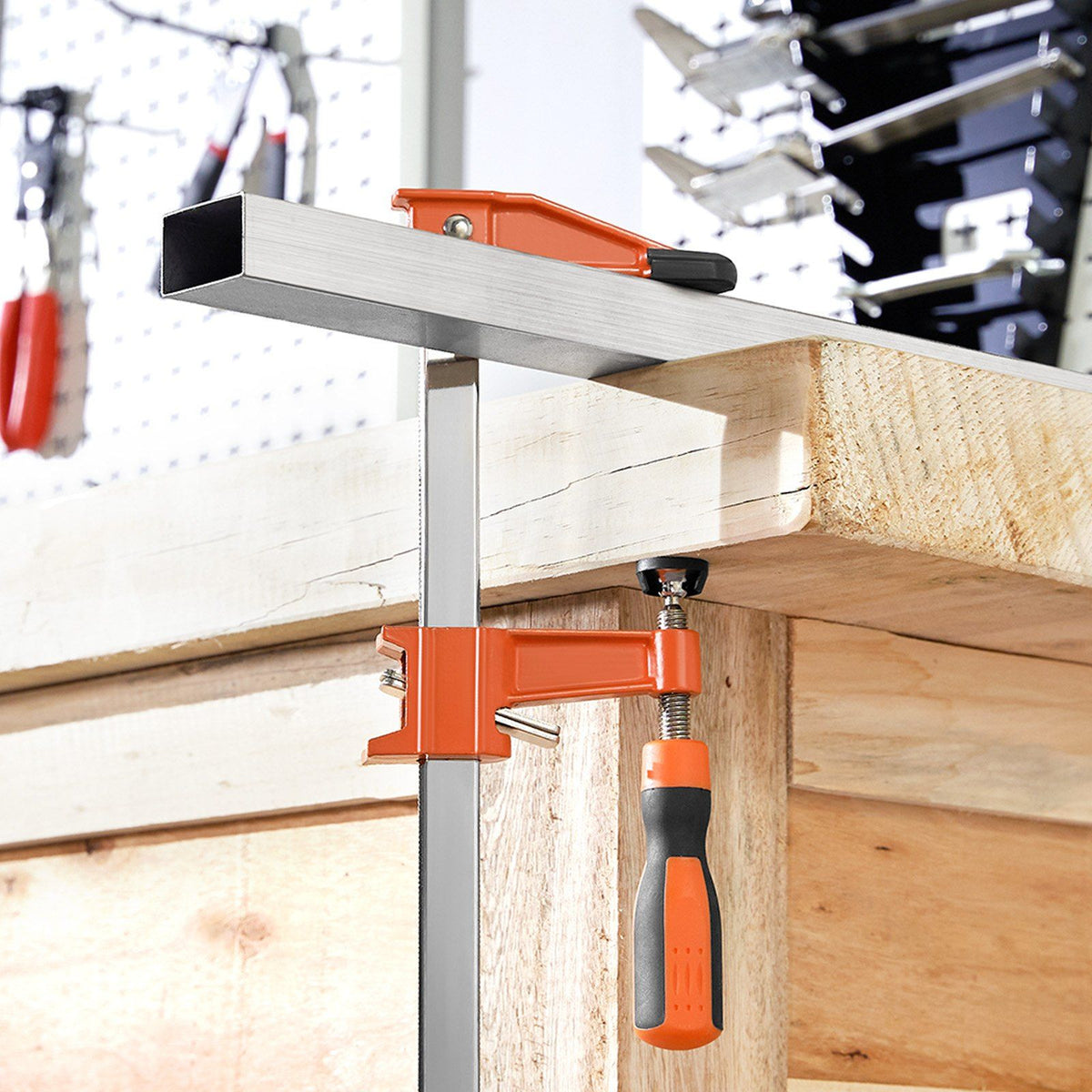 Bar Clamps for Woodworking, 2-Pack 610 mm Opening, Lockable F-Clamp with 272 kg Load Limit, 63.5 mm Depth, V952-FJ24INCH2GZTLIK3X001V0