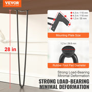 711.2MM Hairpin Furniture Legs, Metal Home DIY Projects for Nightstand, Coffee Table, Desk, 226.8KG Load V952-FJ2GZT28YC1205ROLV0