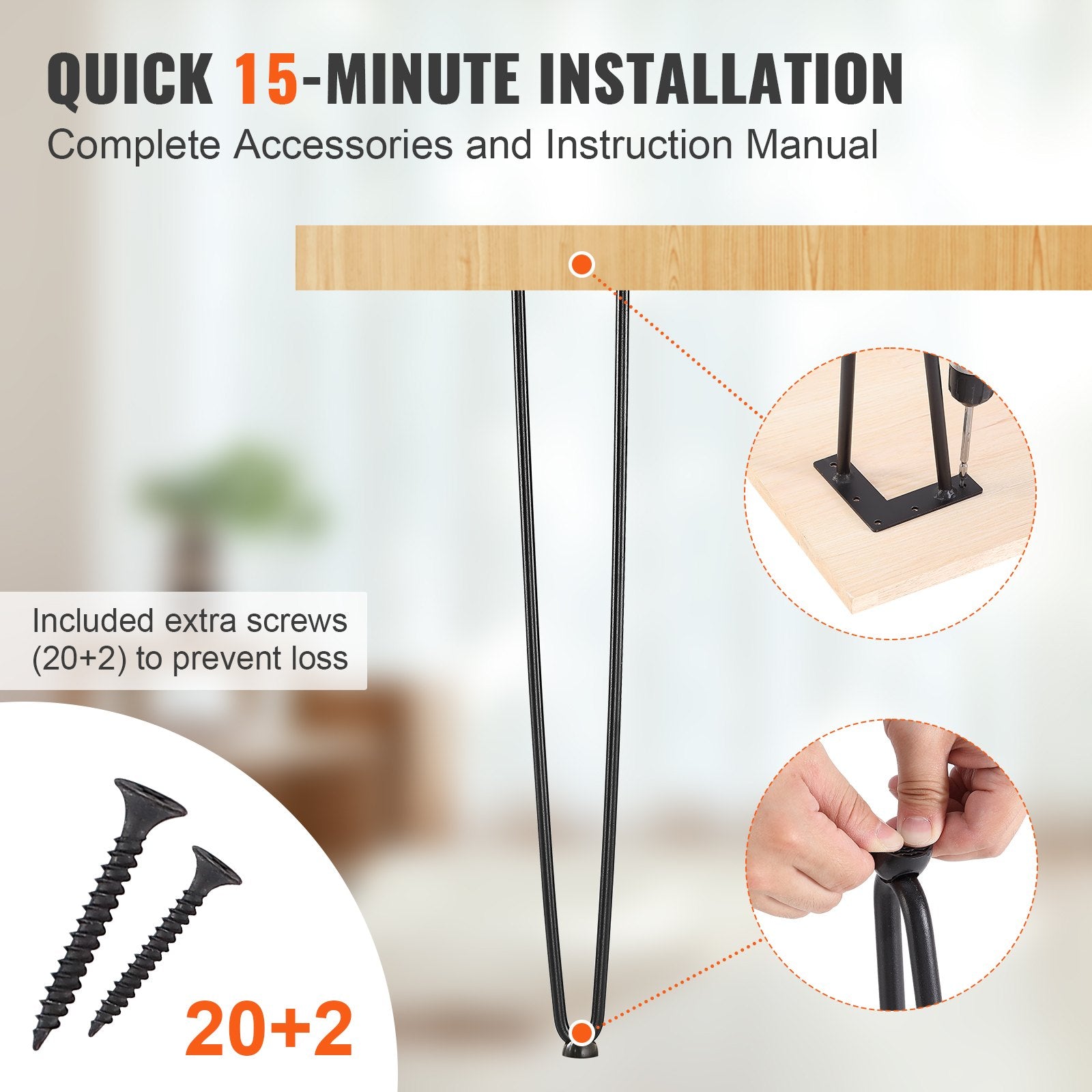 711.2MM Hairpin Furniture Legs, Metal Home DIY Projects for Nightstand, Coffee Table, Desk, 226.8KG Load V952-FJ2GZT28YC1205ROLV0