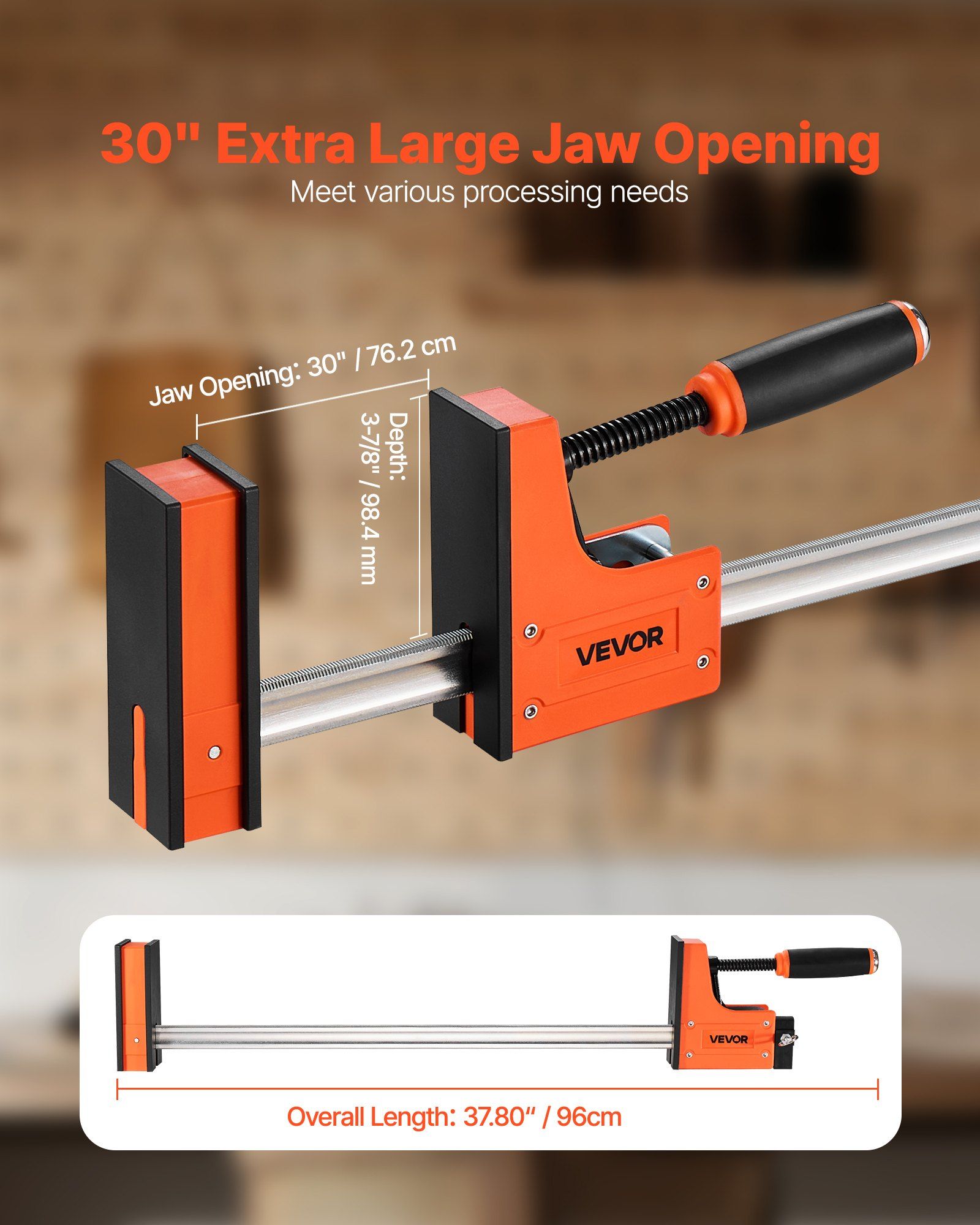 Bar Clamps for Woodworking, 2-Pack 76.2 cm Parallel Clamp Set, F-Clamp with 680 kg Load Limit, Even Pressure, V952-FJ30INCH2GPXIMF6O001V0