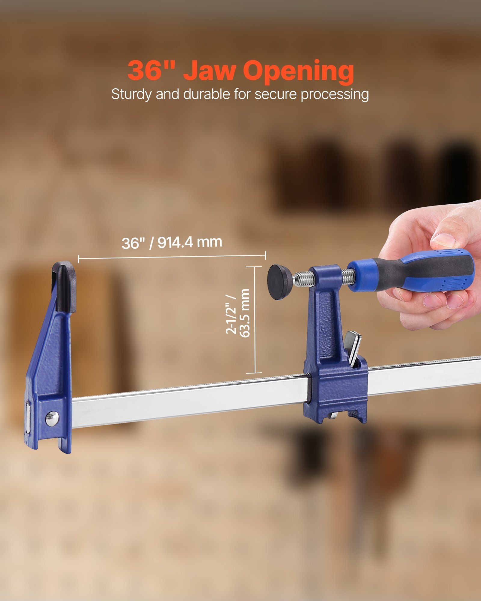 Bar Clamps for Woodworking, 2-Pack 91.4 cm Opening, Lockable F-Clamp with 272 kg Load Limit,63.5 mm Depth, V952-FJ36INCH2GZTY7VBV001V0
