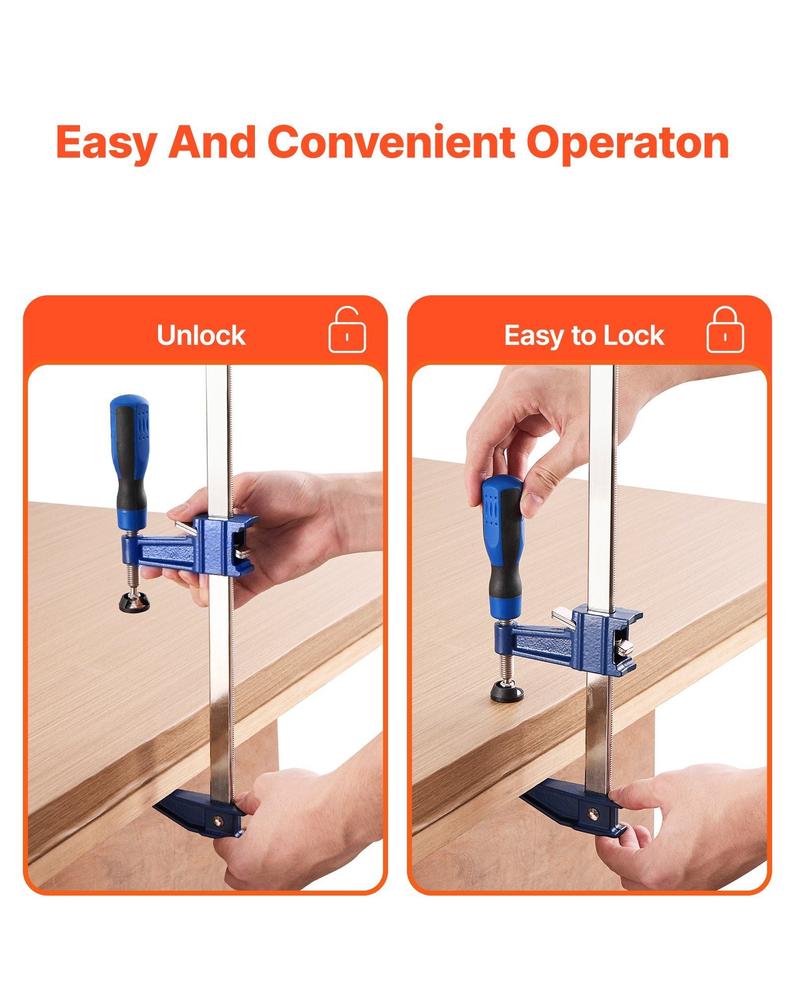 Bar Clamps for Woodworking, 2-Pack 91.4 cm Opening, Lockable F-Clamp with 272 kg Load Limit,63.5 mm Depth, V952-FJ36INCH2GZTY7VBV001V0