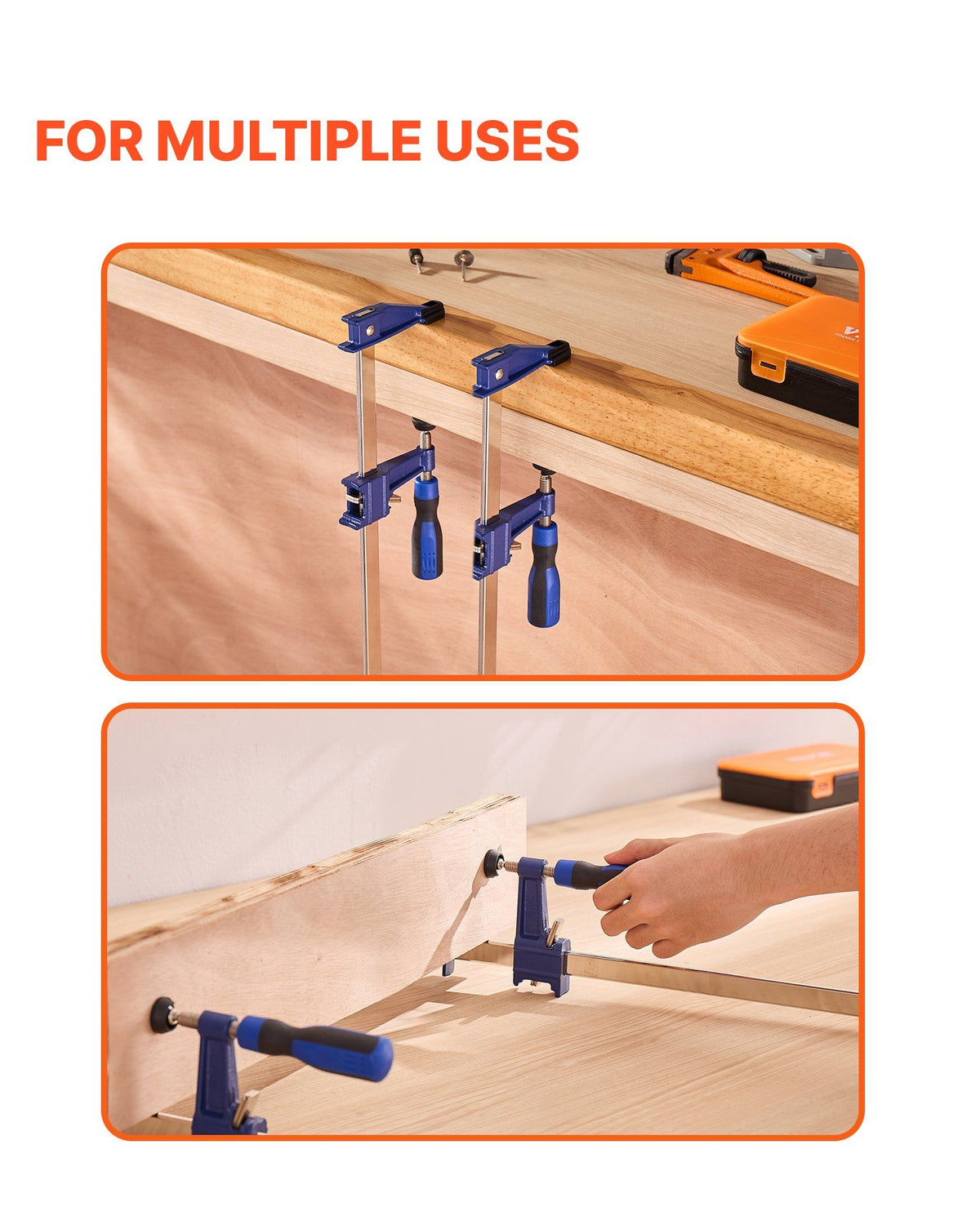 Bar Clamps for Woodworking, 2-Pack 91.4 cm Opening, Lockable F-Clamp with 272 kg Load Limit,63.5 mm Depth, V952-FJ36INCH2GZTY7VBV001V0