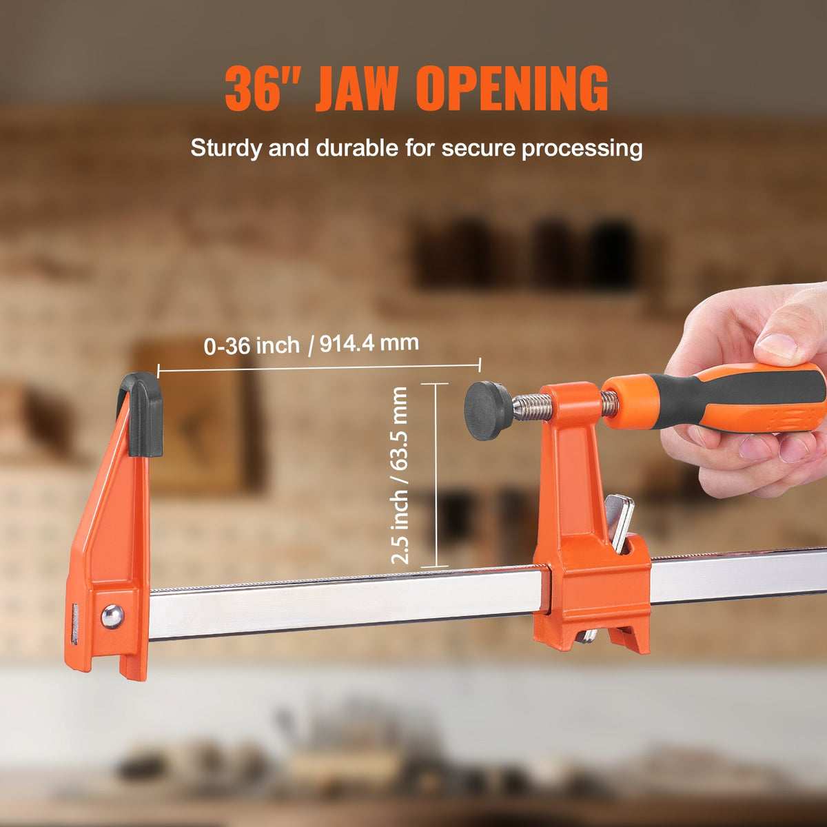 Bar Clamps for Woodworking, 2-Pack 914mm Clamp, Quick-Change F Clamp with 600 lbs Load Limit, 2.5" Throat V952-FJ36INCH2ZZZW8GT9V0