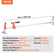 Bar Clamps for Woodworking, 2-Pack 914mm Clamp, Quick-Change F Clamp with 600 lbs Load Limit, 2.5" Throat V952-FJ36INCH2ZZZW8GT9V0