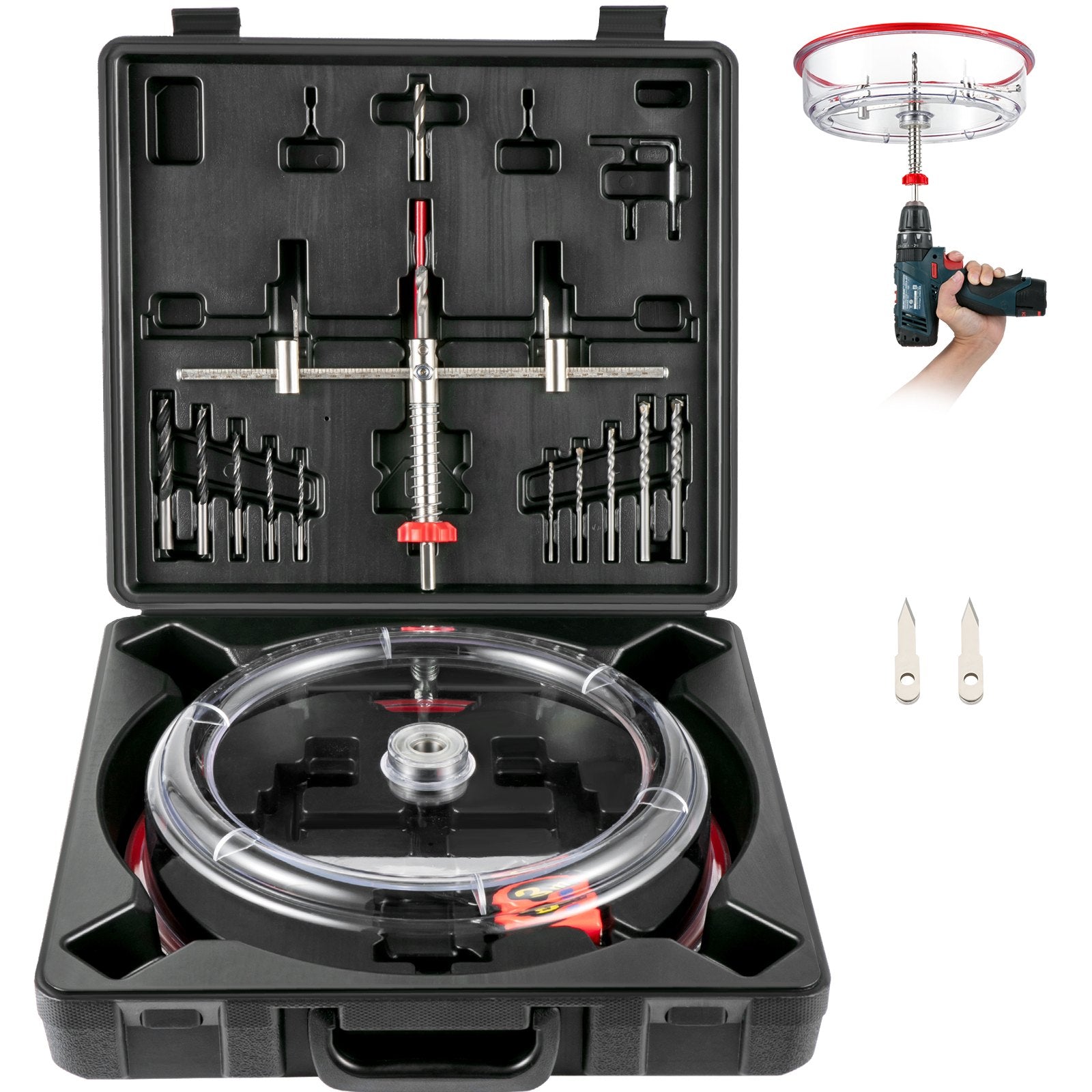 Adjustable Hole Saw Cutter Kit, 1-5/8"" to 11-13 /16"" (40-300 mm), Recessed Hole Saw with PC Dust Shield, V952-FJKK1581113166YC0V0