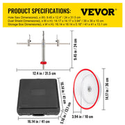 Adjustable Hole Saw Cutter Kit, 1-5/8"" to 11-13 /16"" (40-300 mm), Recessed Hole Saw with PC Dust Shield, V952-FJKK1581113166YC0V0