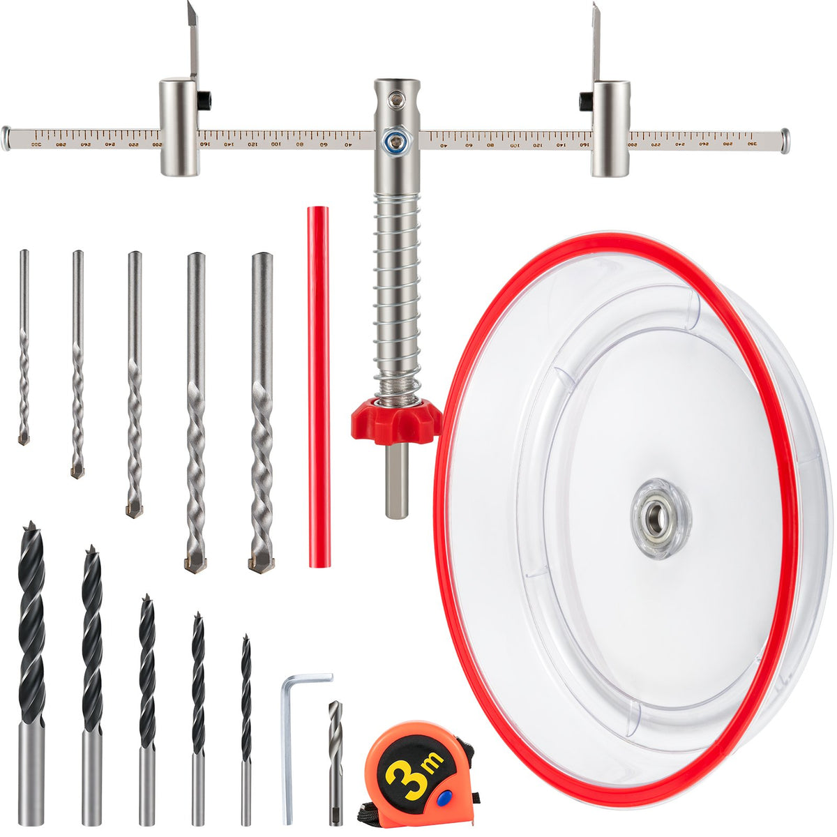 Adjustable Hole Saw Cutter Kit, 1-5/8"" to 11-13 /16"" (40-300 mm), Recessed Hole Saw with PC Dust Shield, V952-FJKK1581113166YC0V0