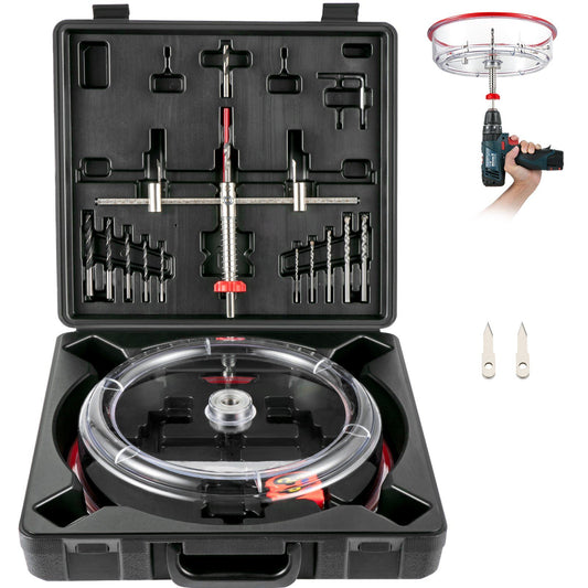 Adjustable Hole Saw Cutter Kit, 1-5/8" to 8" (40-200 mm), Two Replaceable Pilot Drill Bits, Twin Blade V952-FJKKQZDFC1588U5VPV0