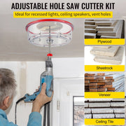Adjustable Hole Saw Cutter Kit, 1-5/8" to 8" (40-200 mm), Two Replaceable Pilot Drill Bits, Twin Blade V952-FJKKQZDFC1588U5VPV0