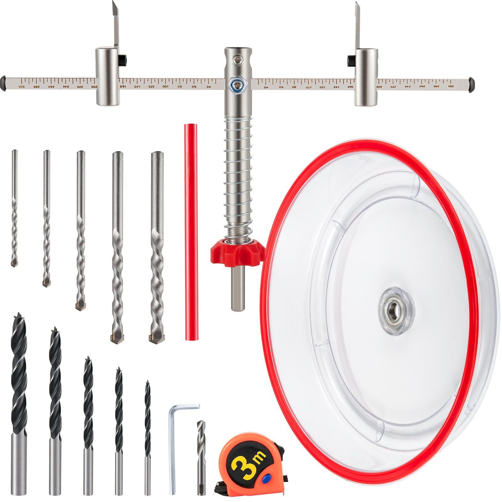 Adjustable Hole Saw Cutter Kit, 1-5/8" to 8" (40-200 mm), Two Replaceable Pilot Drill Bits, Twin Blade V952-FJKKQZDFC1588U5VPV0