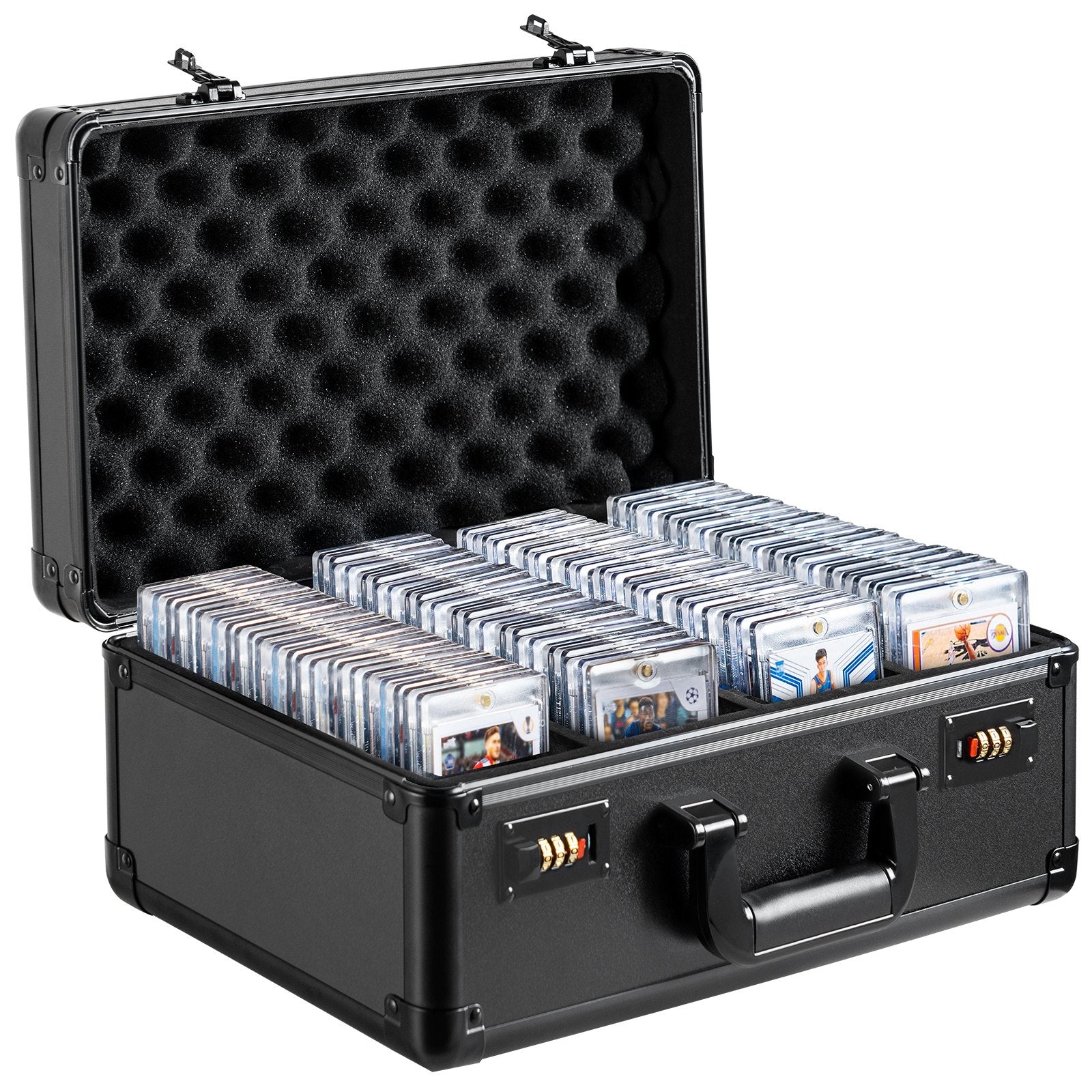 Graded Card Storage Box, 4 Slots, Graded Sports Cards Holder Carrying Case with Coded Lock Foam Dividers, for V952-FJKSNHMMS108T371IV0
