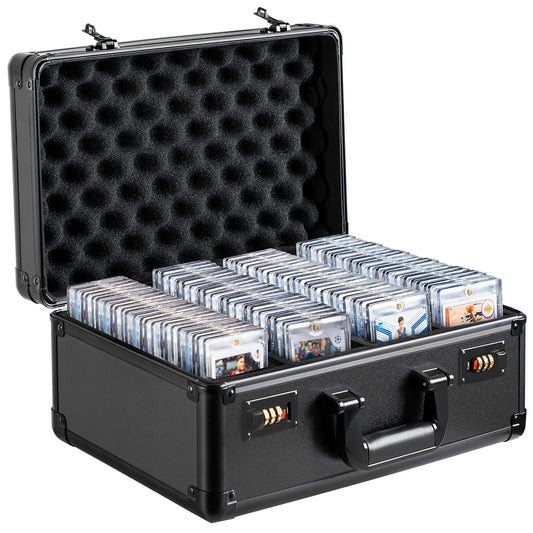 Graded Card Storage Box, 4 Slots, Graded Sports Cards Holder Carrying Case with Coded Lock Foam Dividers, for V952-FJKSNHMMS1208A6WJV0